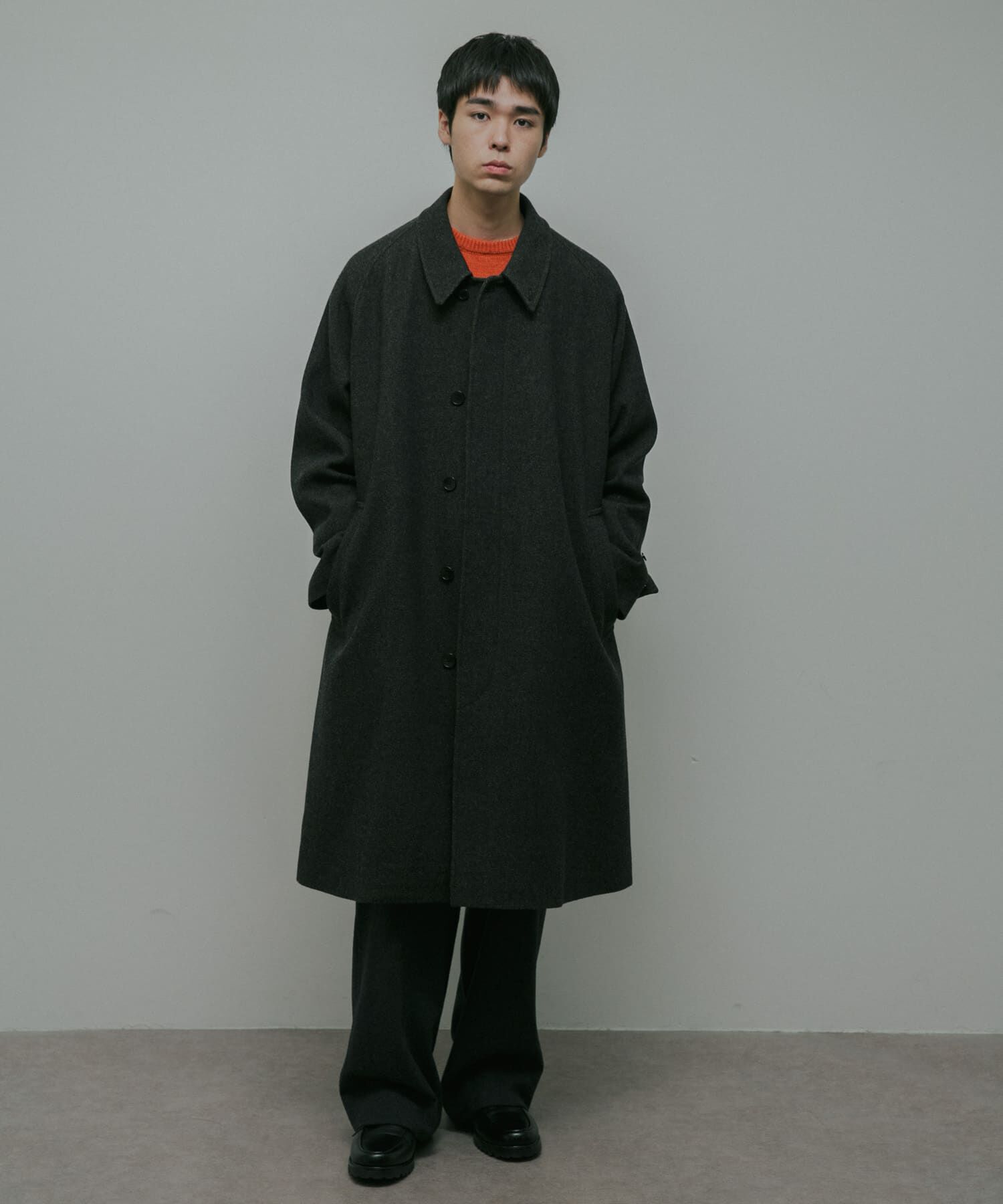 URBAN RESEARCH DOORS「Oilcut Melton Over Coat」|ノーカラーコート|