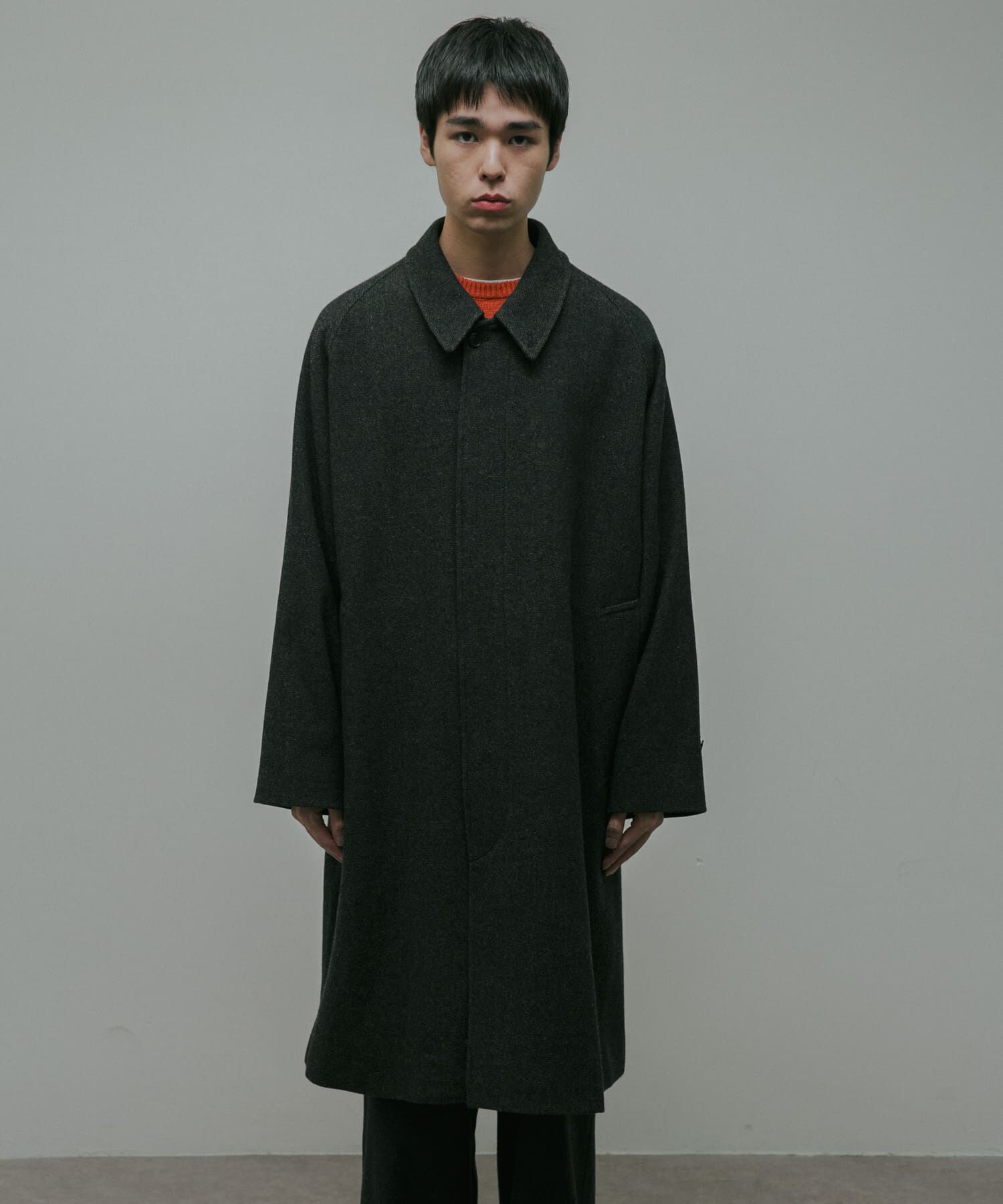 URBAN RESEARCH DOORS「Oilcut Melton Over Coat」|ノーカラーコート|