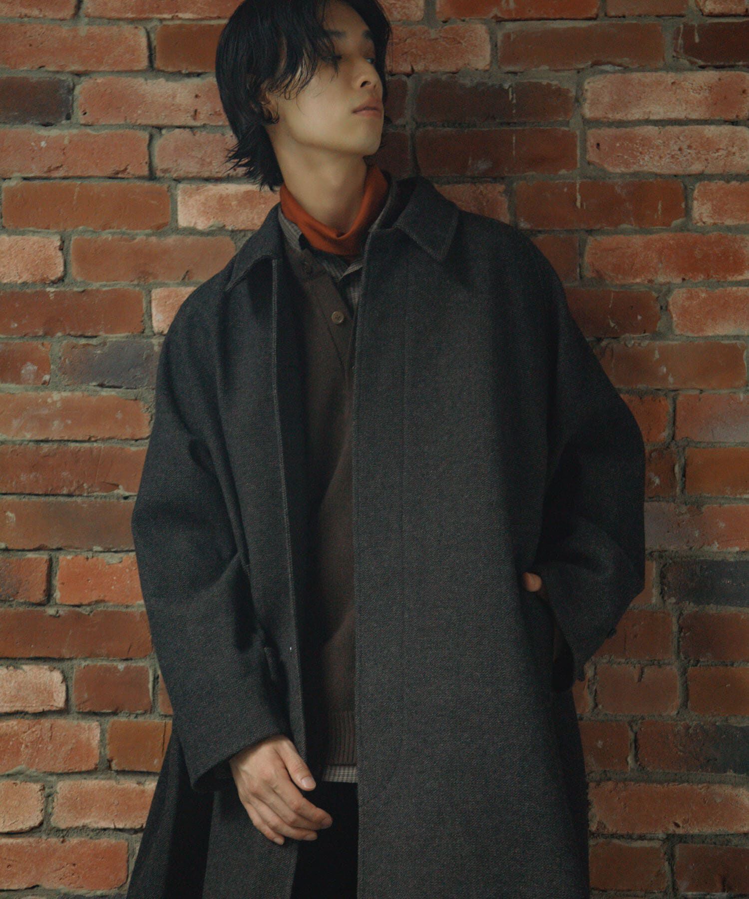 URBAN RESEARCH DOORS「Oilcut Melton Over Coat」|ノーカラーコート|
