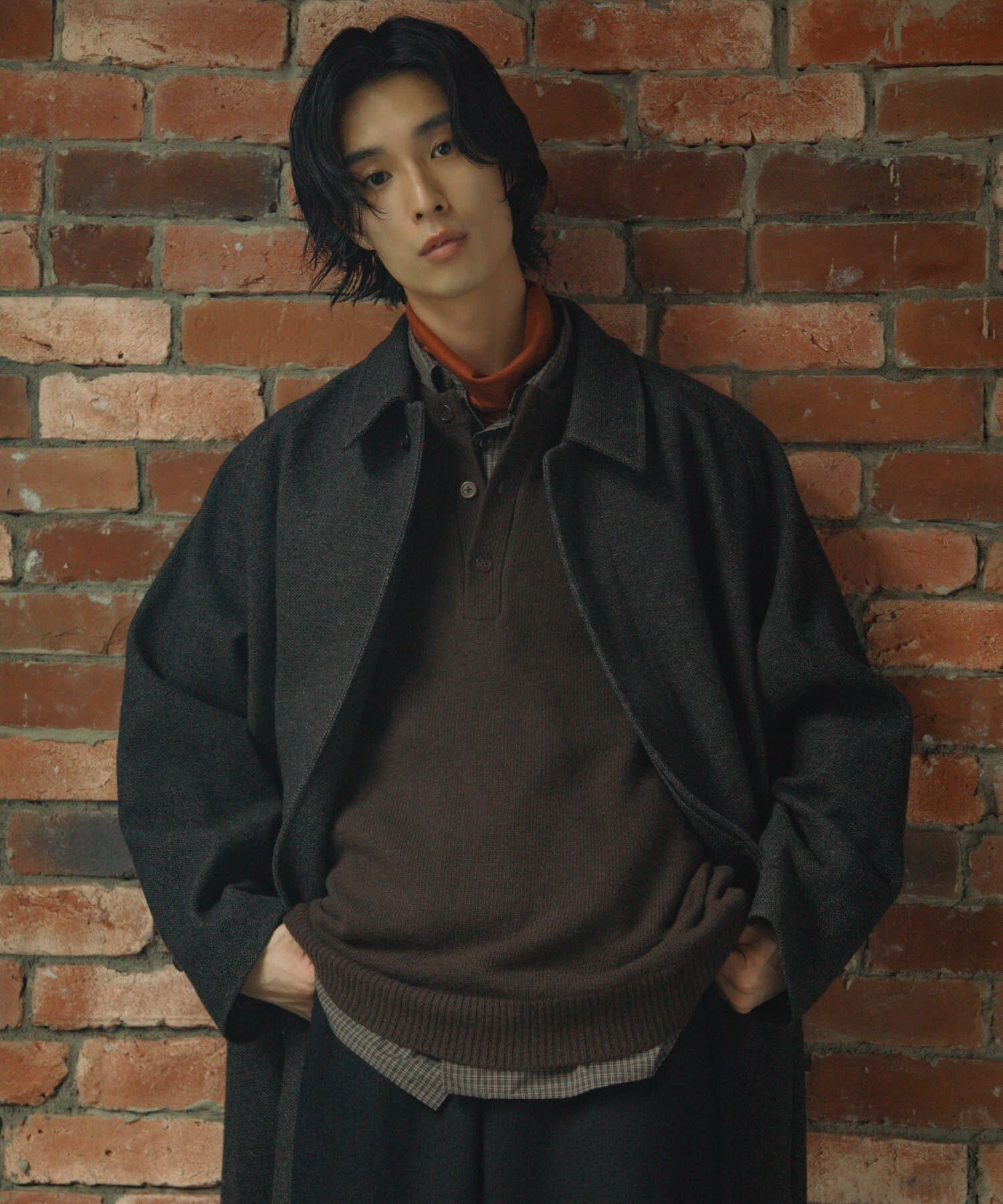 URBAN RESEARCH DOORS「Oilcut Melton Over Coat」|ノーカラーコート|