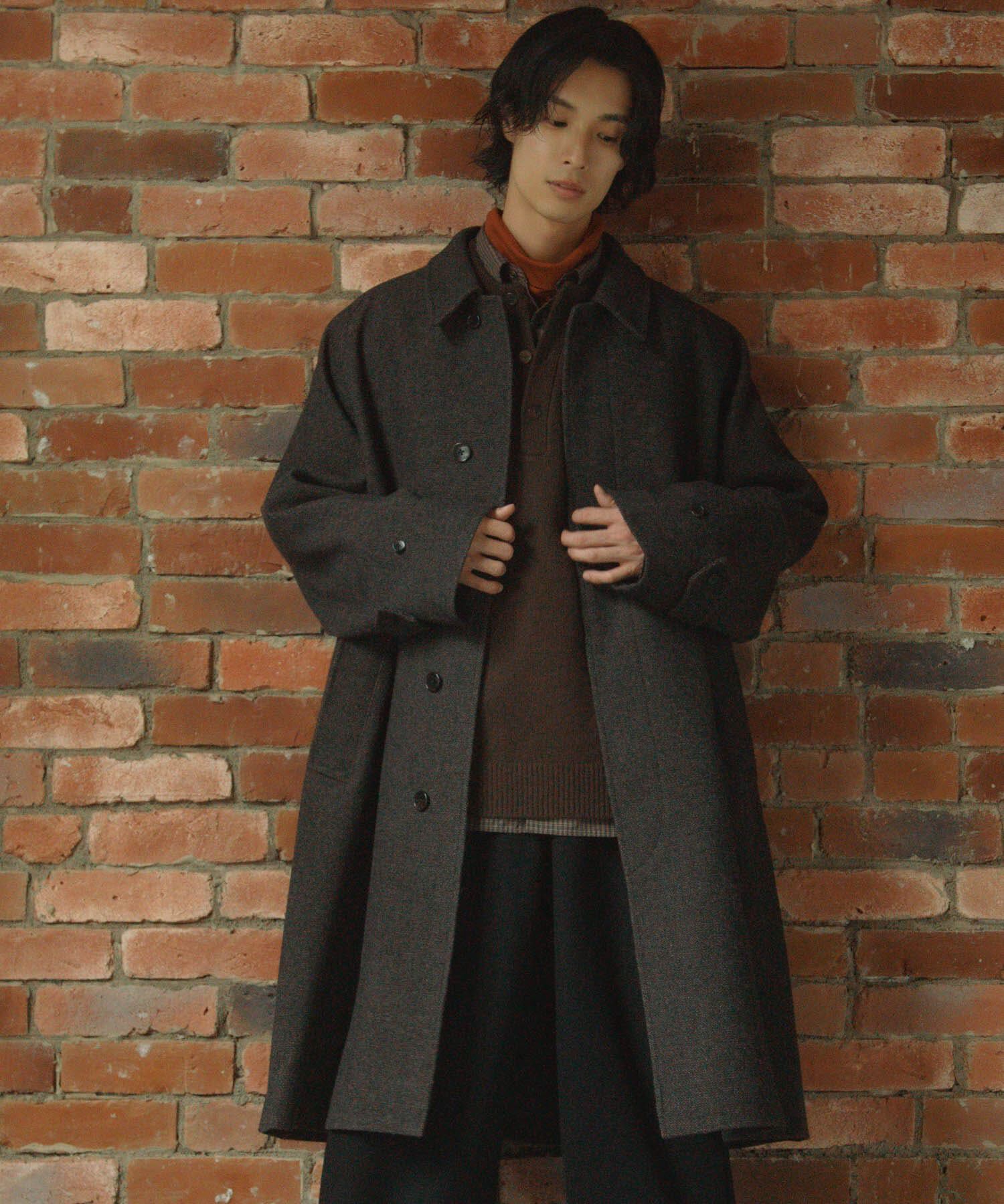 URBAN RESEARCH DOORS「Oilcut Melton Over Coat」|ノーカラーコート|