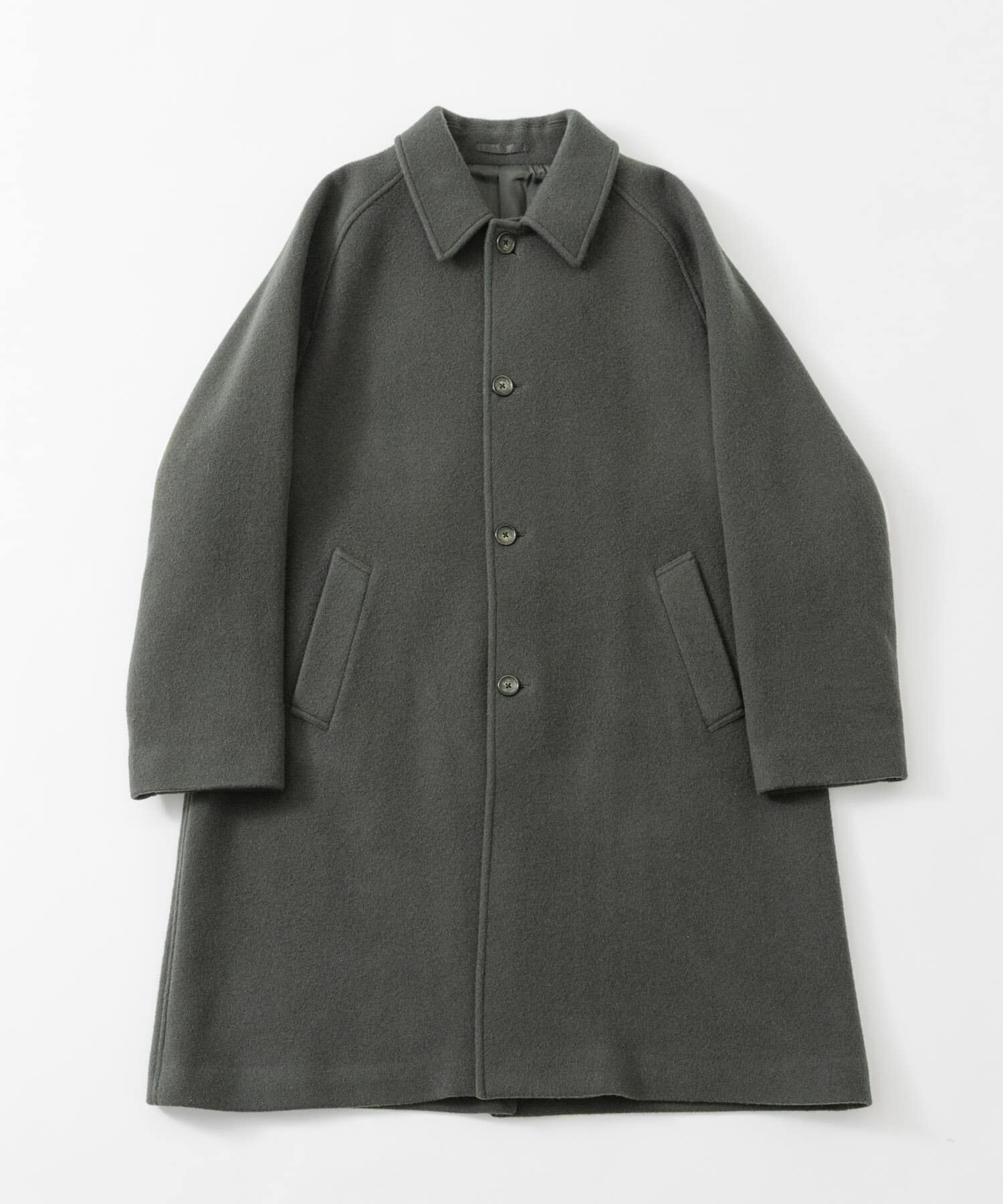 URBAN RESEARCH「WOOL BAL COLLAR COAT」|ノーカラーコート|チャコールグレー