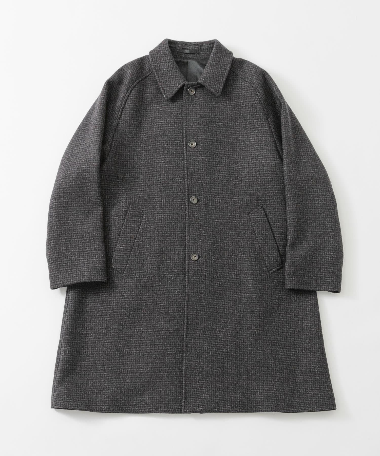 URBAN RESEARCH「WOOL BAL COLLAR COAT」|ノーカラーコート|チェック