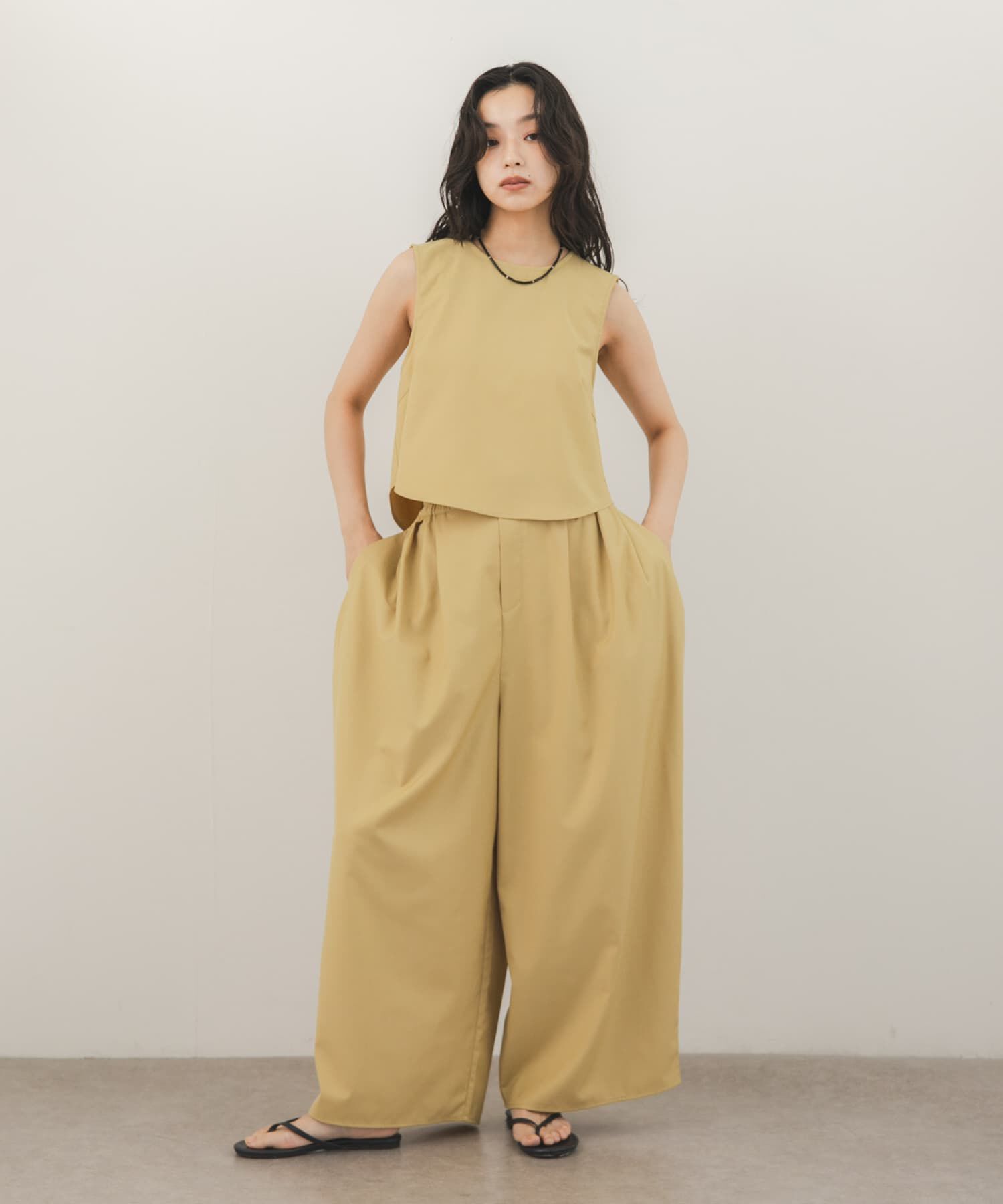  「ミニマルトップスSETワイドパンツ」|その他|ベージュ系その他
