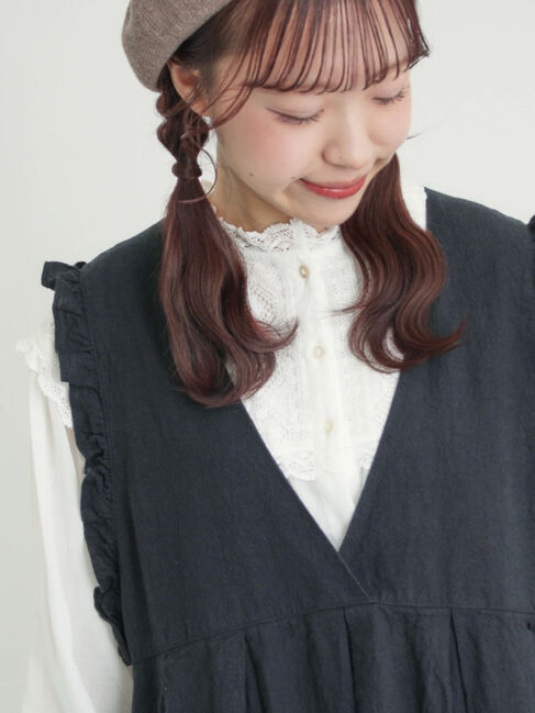 Samansa Mos2「【Cross&times;Linen】肩フリル前後2WAYジャンパースカート」|ワンピース|