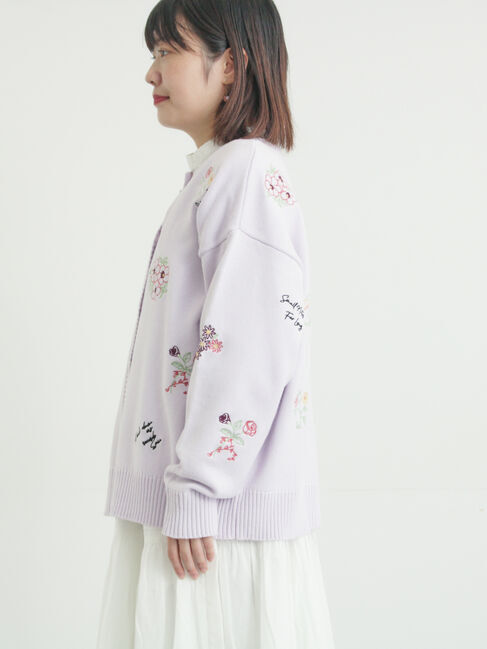 Samansa Mos2「花+ロゴ総柄刺繍カーディガン」|カーディガン|