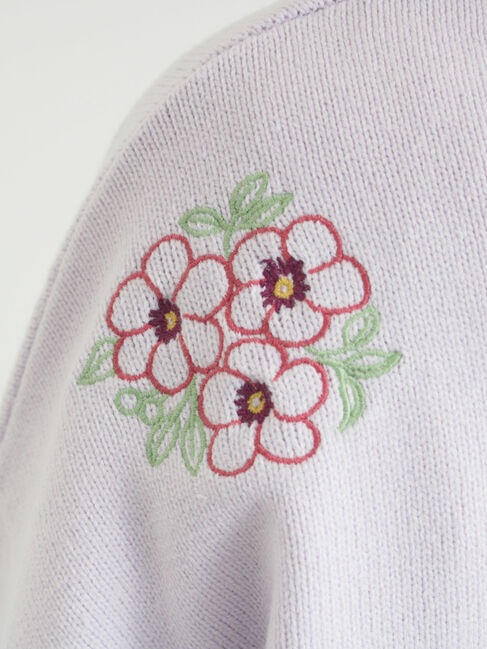 Samansa Mos2「花+ロゴ総柄刺繍カーディガン」|カーディガン|