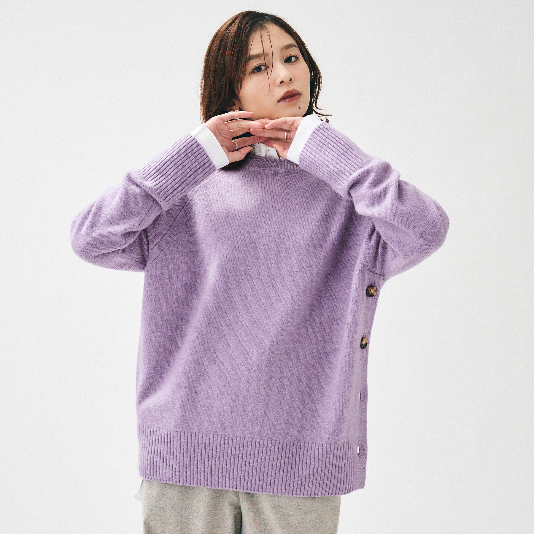 UNTITLED「【重ね着もおすすめ/洗える】ウールカシミヤ クルーネックニット」|ニット・セーター|
