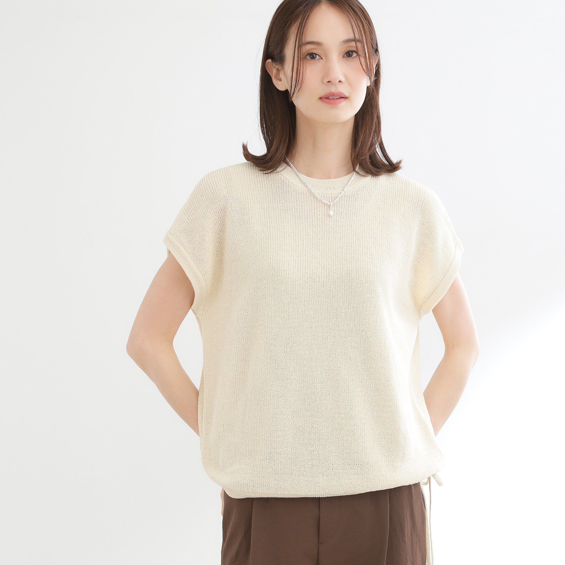 Reflect「【レイヤードにおすすめ◎】畦編みフレンチスリーブトップス」|ニット・セーター|