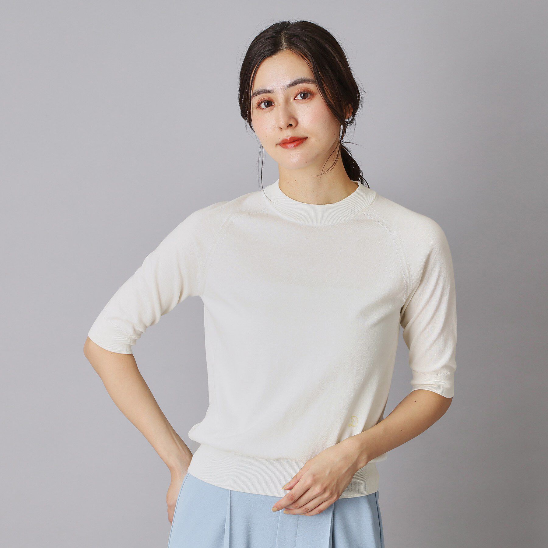 DRESSTERIOR「【ウォッシャブル】コットンシルクハーフスリーブニット」|ニット・セーター|