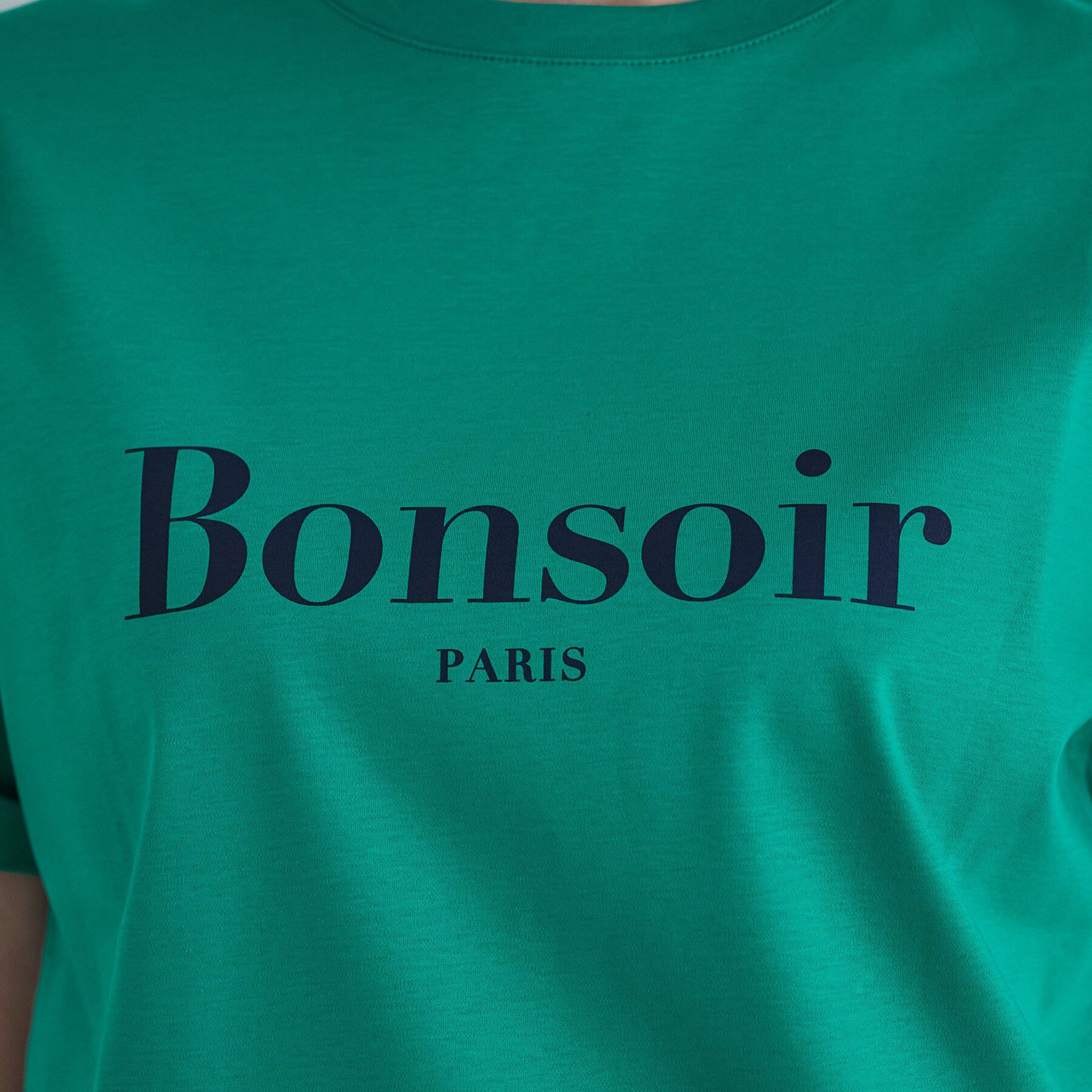 DRESSTERIOR「【接触冷感／抗菌防臭／消臭】アイスクリアコットン Bonsoir ロゴTシャツ」|Tシャツ・カットソー|