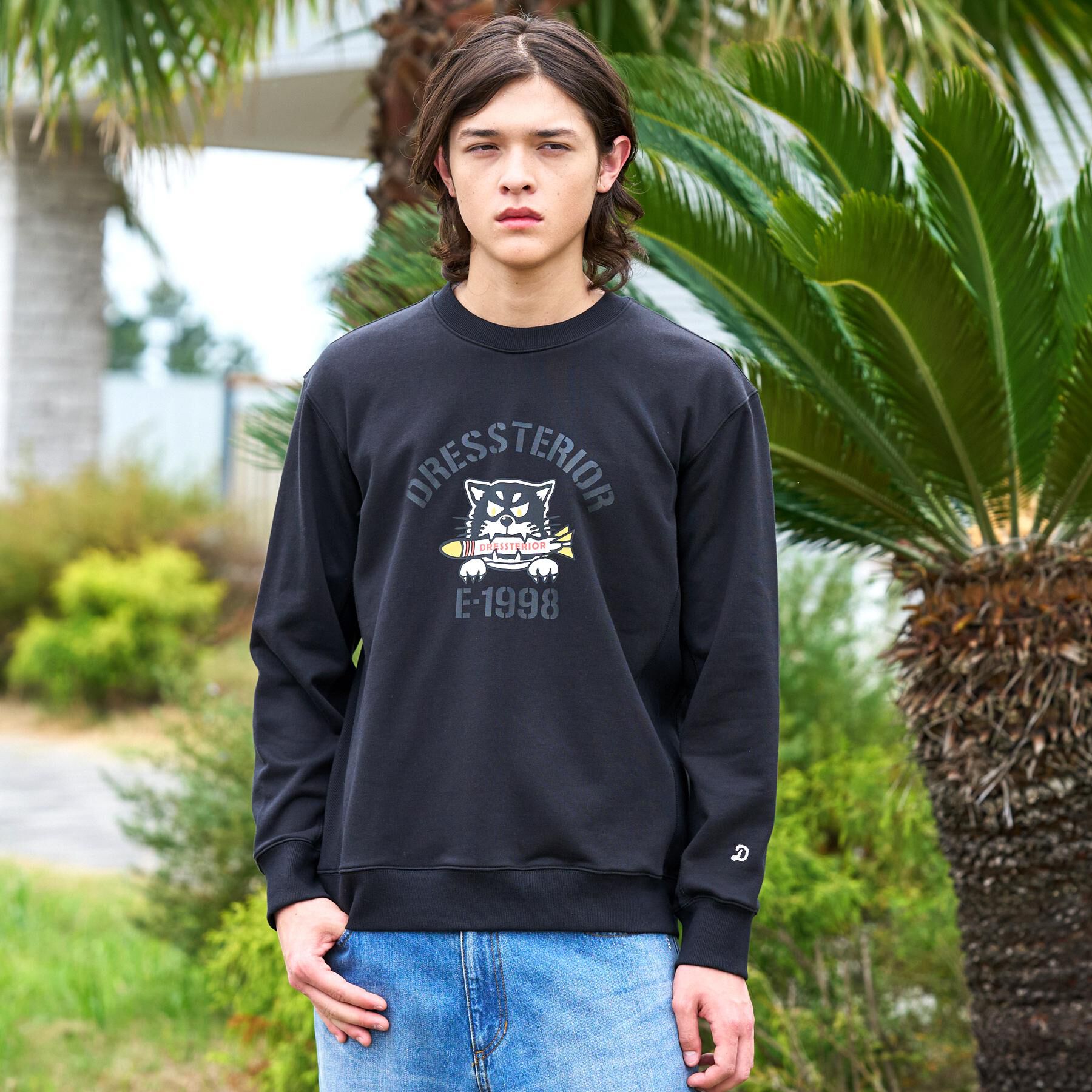 DRESSTERIOR「ミサイルキャット 裏起毛スウェットクルーネックTシャツ」|Tシャツ・カットソー|