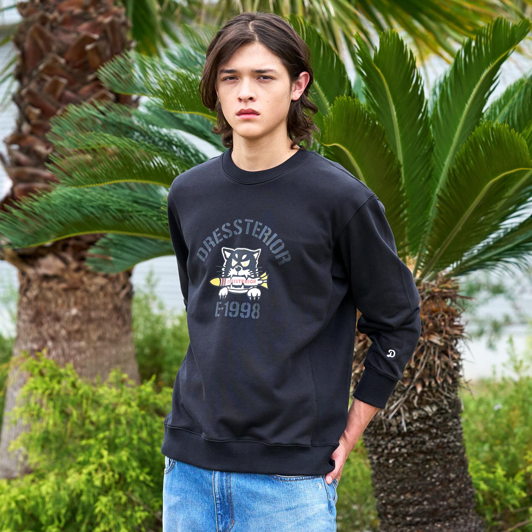 DRESSTERIOR「ミサイルキャット 裏起毛スウェットクルーネックTシャツ」|Tシャツ・カットソー|