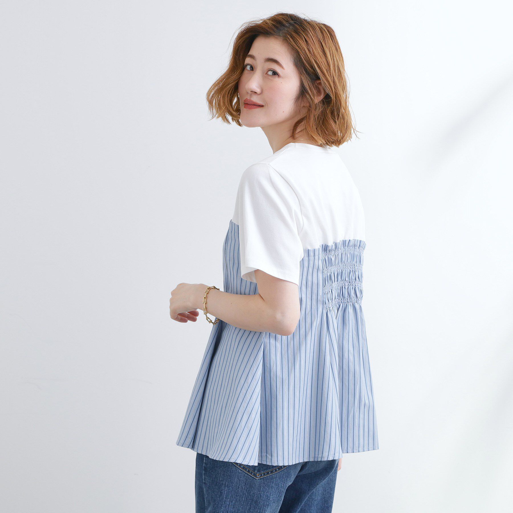 grove「贅沢フレアーが高見え ドッキングビスチェT」|Tシャツ・カットソー|