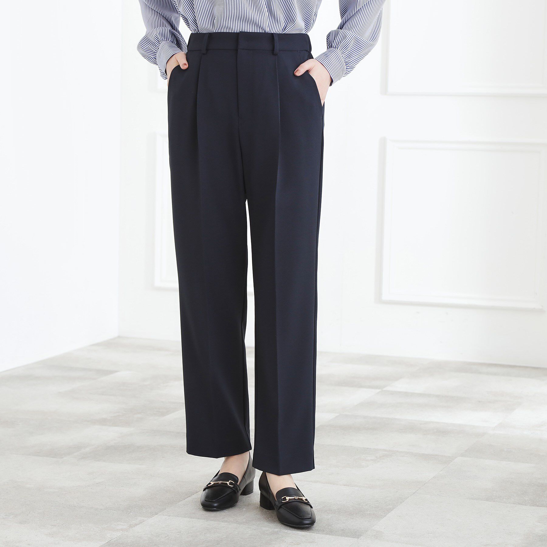 grove「【マシンウォッシュ/防シワ/S-3L】着回しできるカセット服テーパードパンツ」|その他|ネイビー(094)