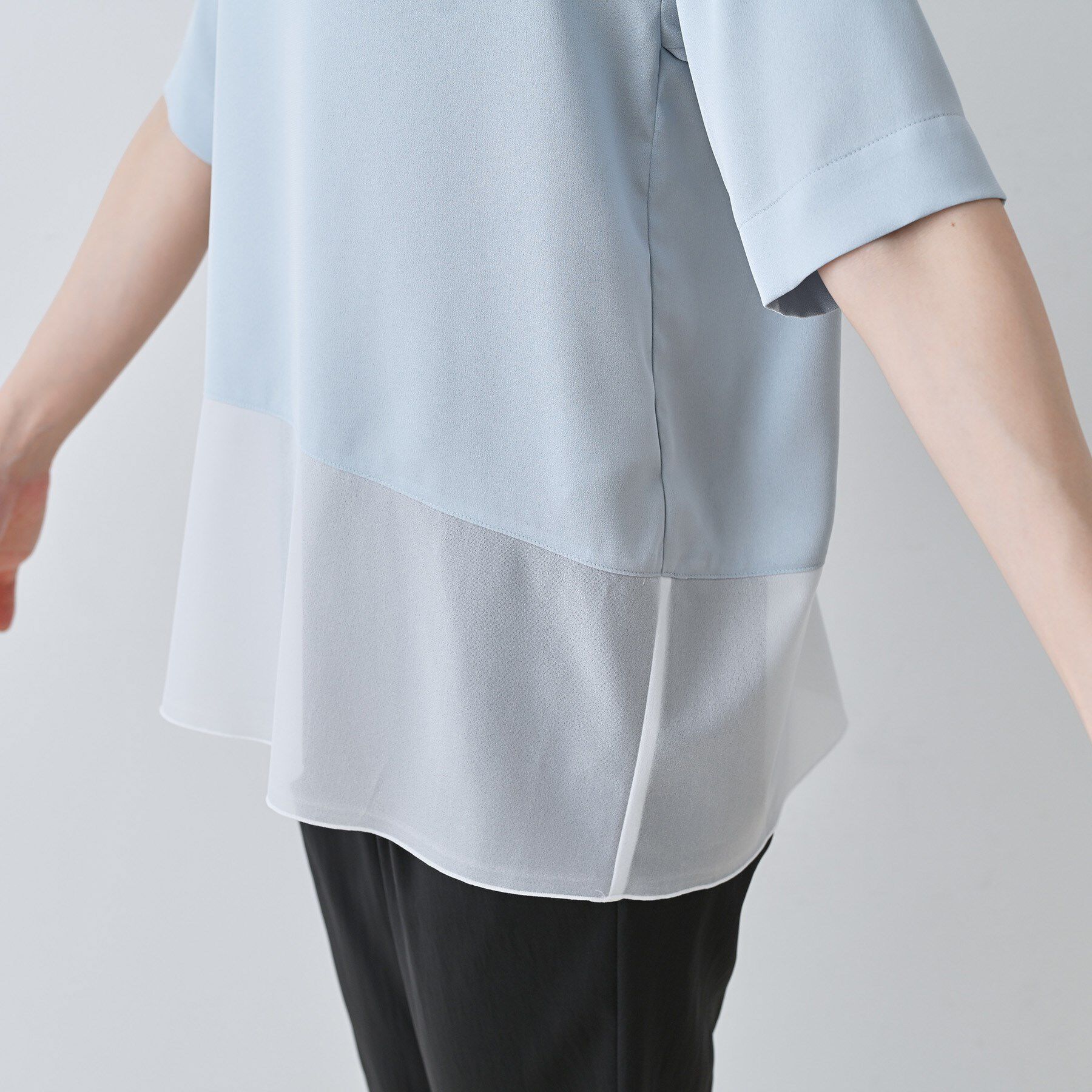INDIVI「【洗える】裾シアー半袖トップス」|Tシャツ・カットソー|