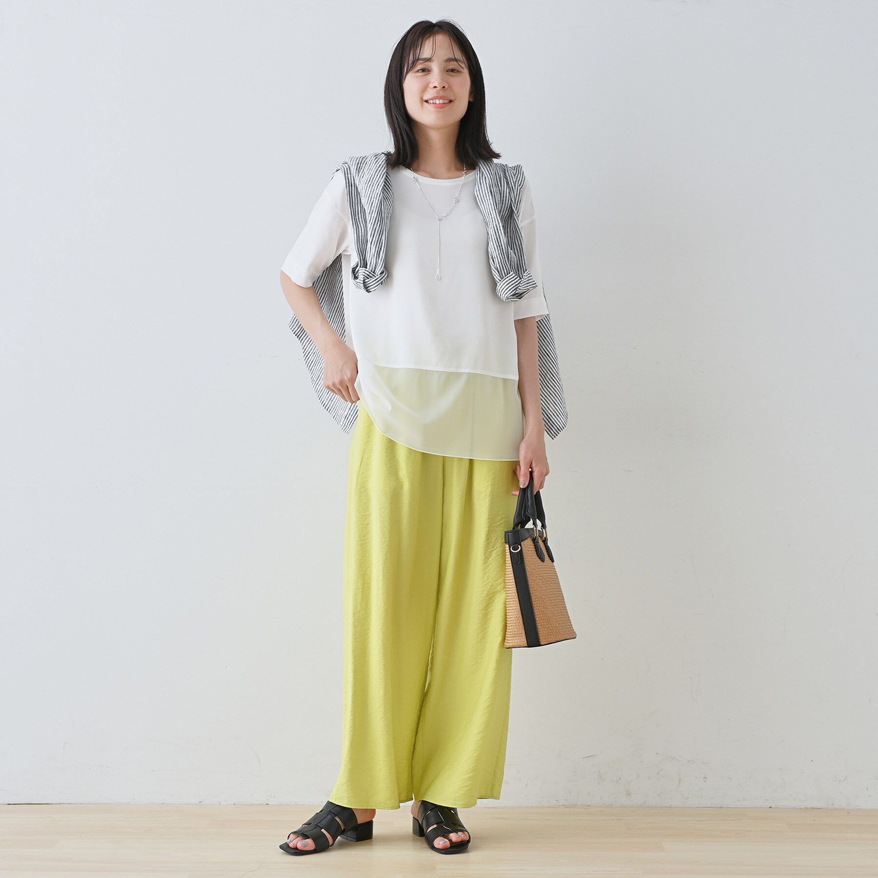 INDIVI「【洗える】裾シアー半袖トップス」|Tシャツ・カットソー|