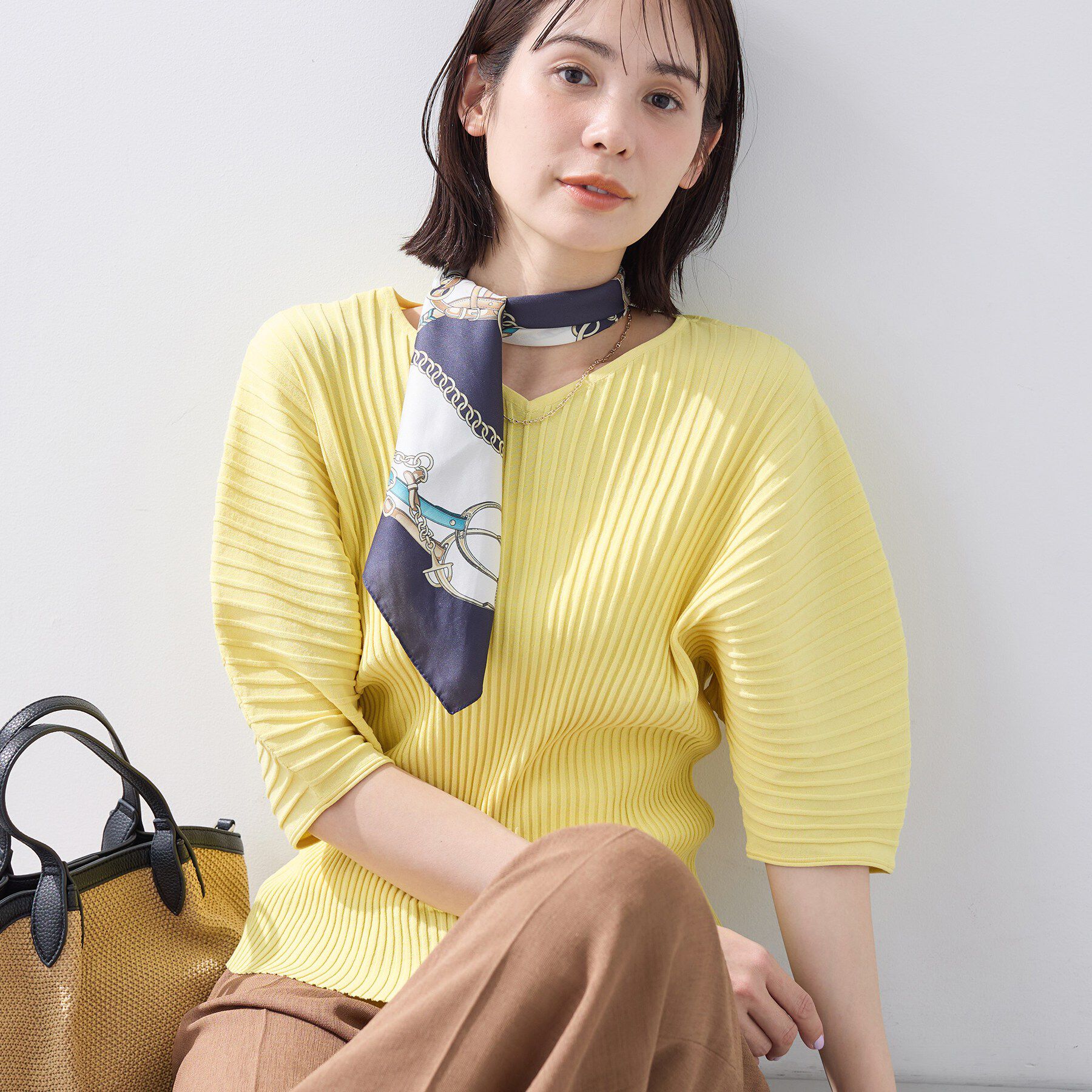 INDIVI「【二の腕カバー／スタイルアップ】ドライタッチストレッチニット」|Tシャツ・カットソー|