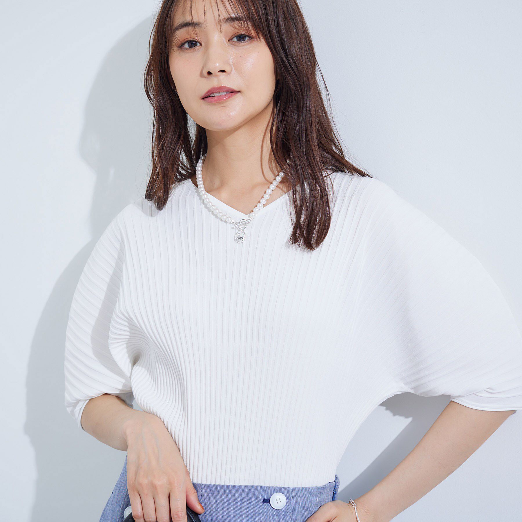 INDIVI「【二の腕カバー／スタイルアップ】ドライタッチストレッチニット」|Tシャツ・カットソー|
