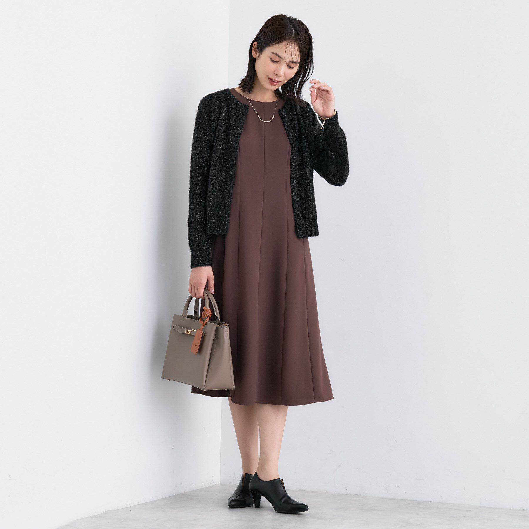 INDIVI「【洗える】ラメニットカーディガン」|カーディガン|