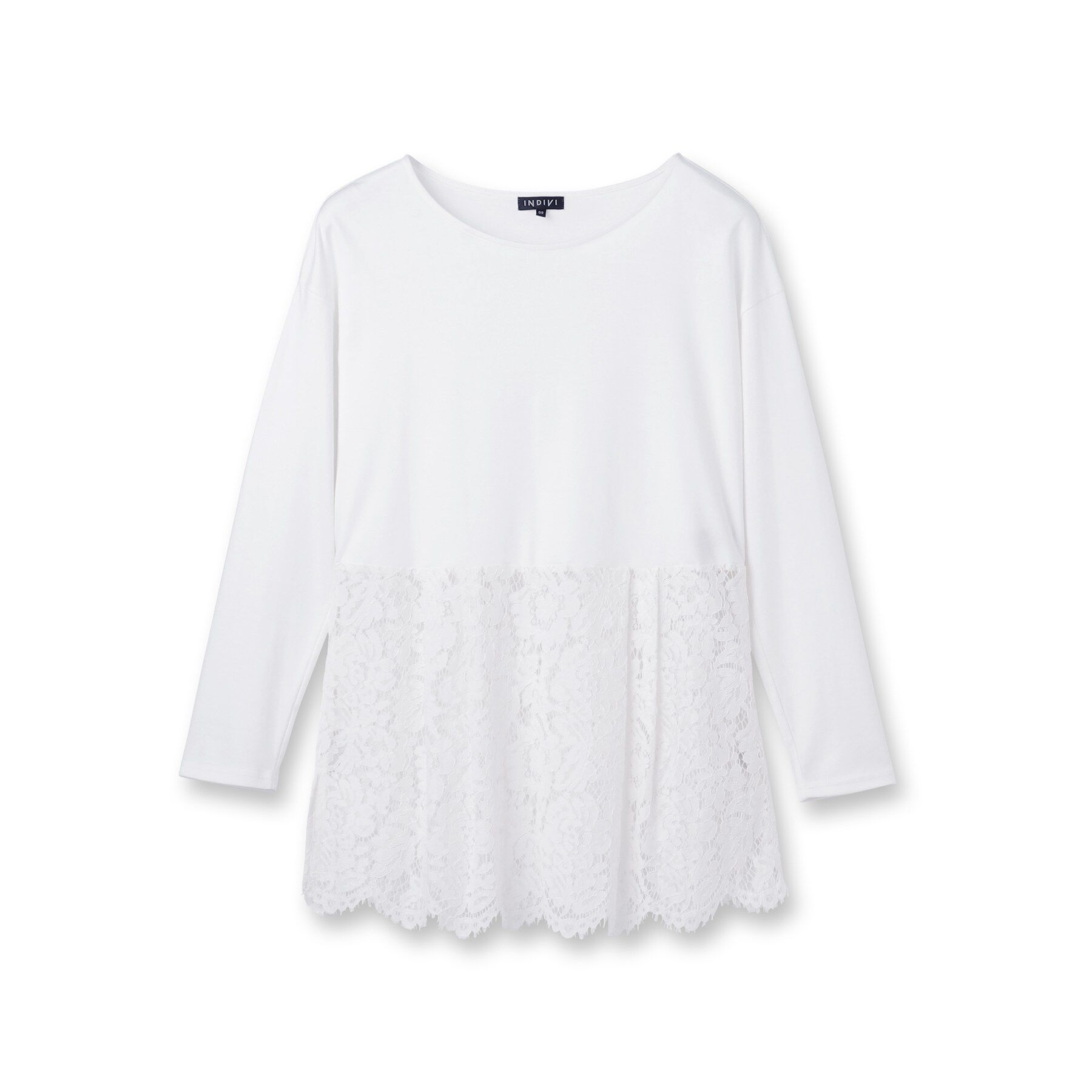 INDIVI「【洗える／レイヤードにおすすめ】レース切り替えカットソー」|Tシャツ・カットソー|
