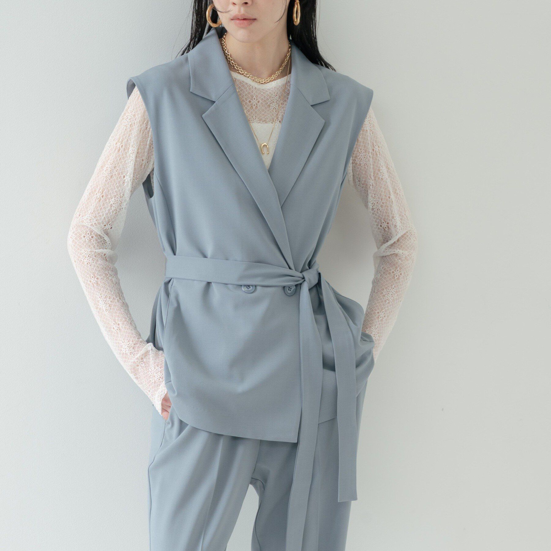 GALLEST「Comfy SET UP｜ベルテッドジレ【セットアップ対応／通勤／カセット服／接触冷感／UVカット】」|ベスト・ジレ|
