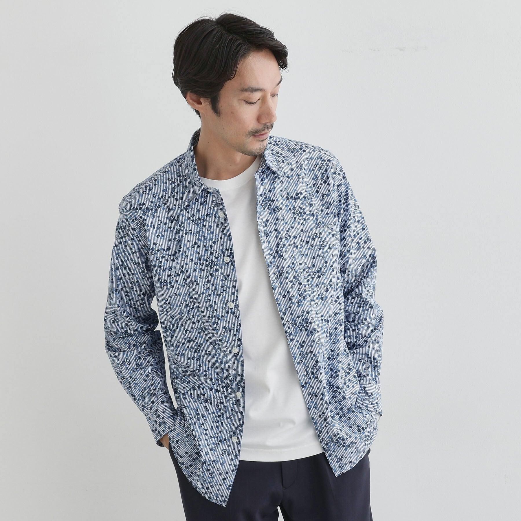 TAKEO KIKUCHI「ストライプ小花 長袖シャツ」|シャツ・ブラウス|