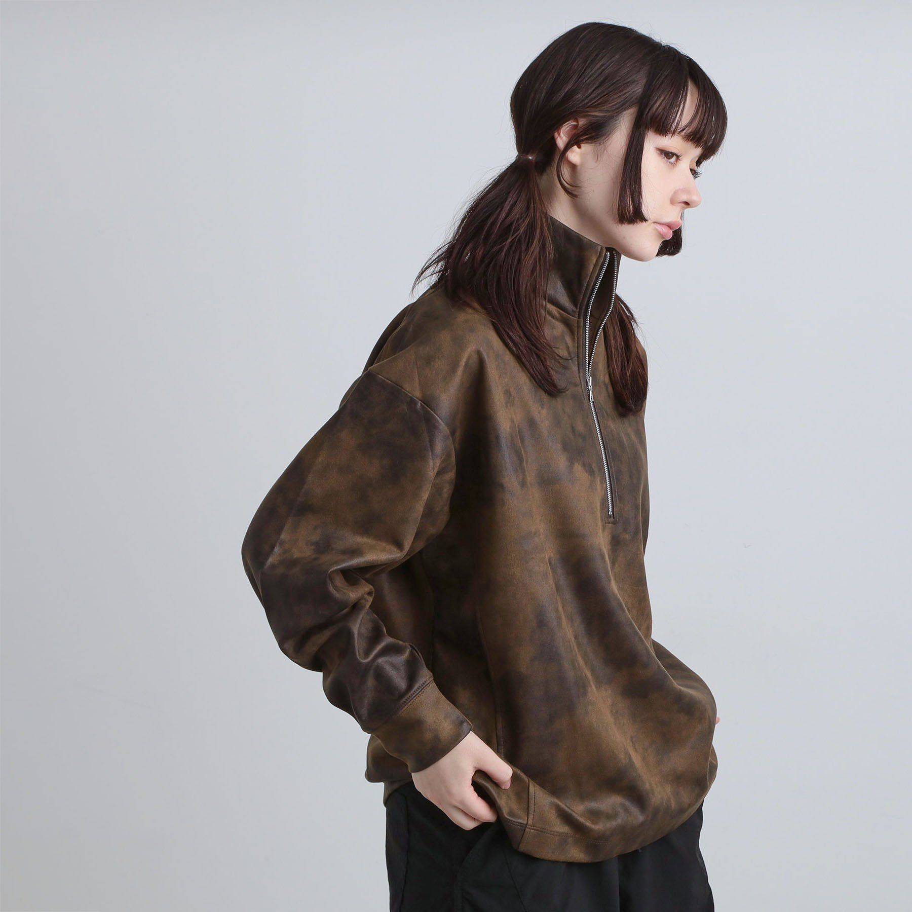 tk.TAKEO KIKUCHI「ヴィンテージライクプリント ハーフジッププルオーバー」|Tシャツ・カットソー|
