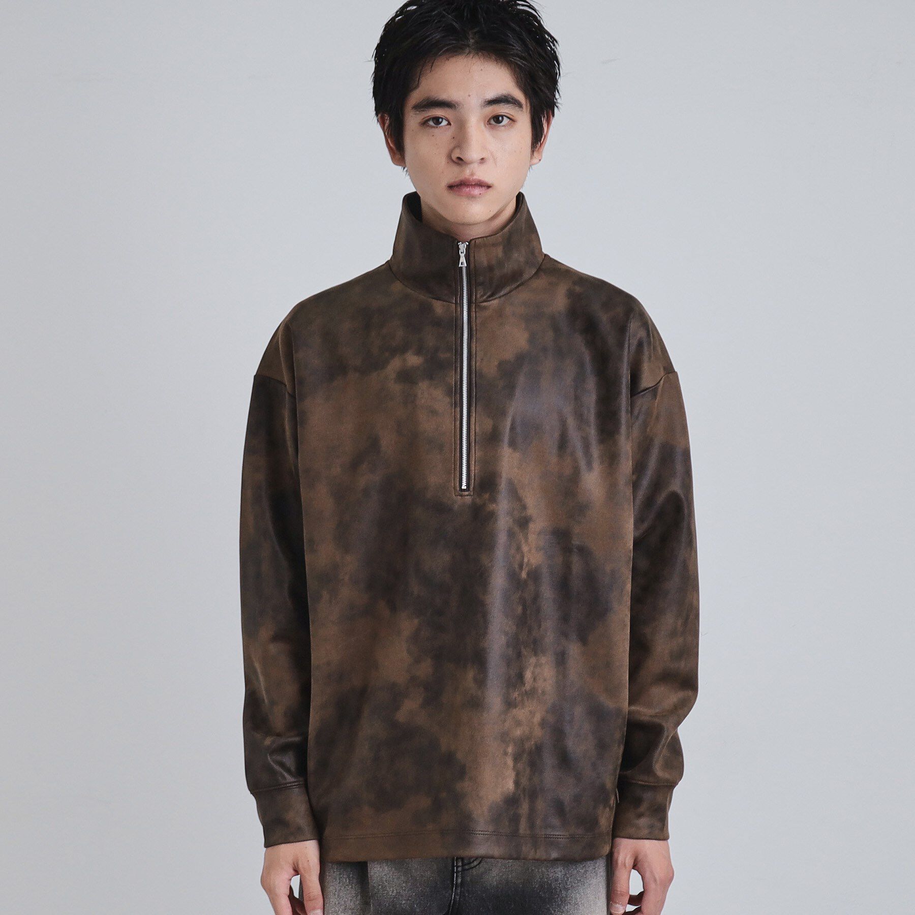 tk.TAKEO KIKUCHI「ヴィンテージライクプリント ハーフジッププルオーバー」|Tシャツ・カットソー|