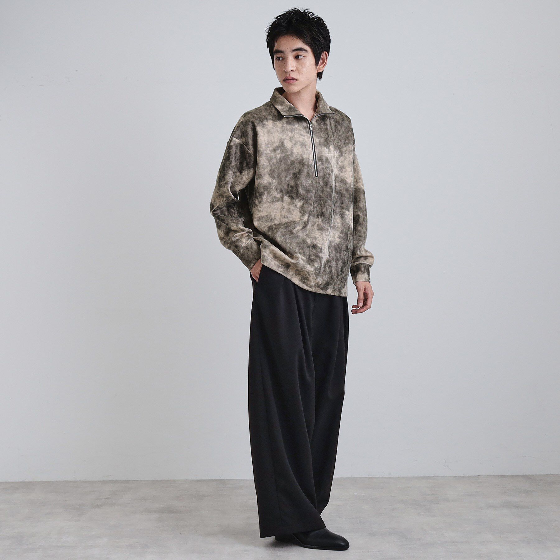 tk.TAKEO KIKUCHI「ヴィンテージライクプリント ハーフジッププルオーバー」|Tシャツ・カットソー|