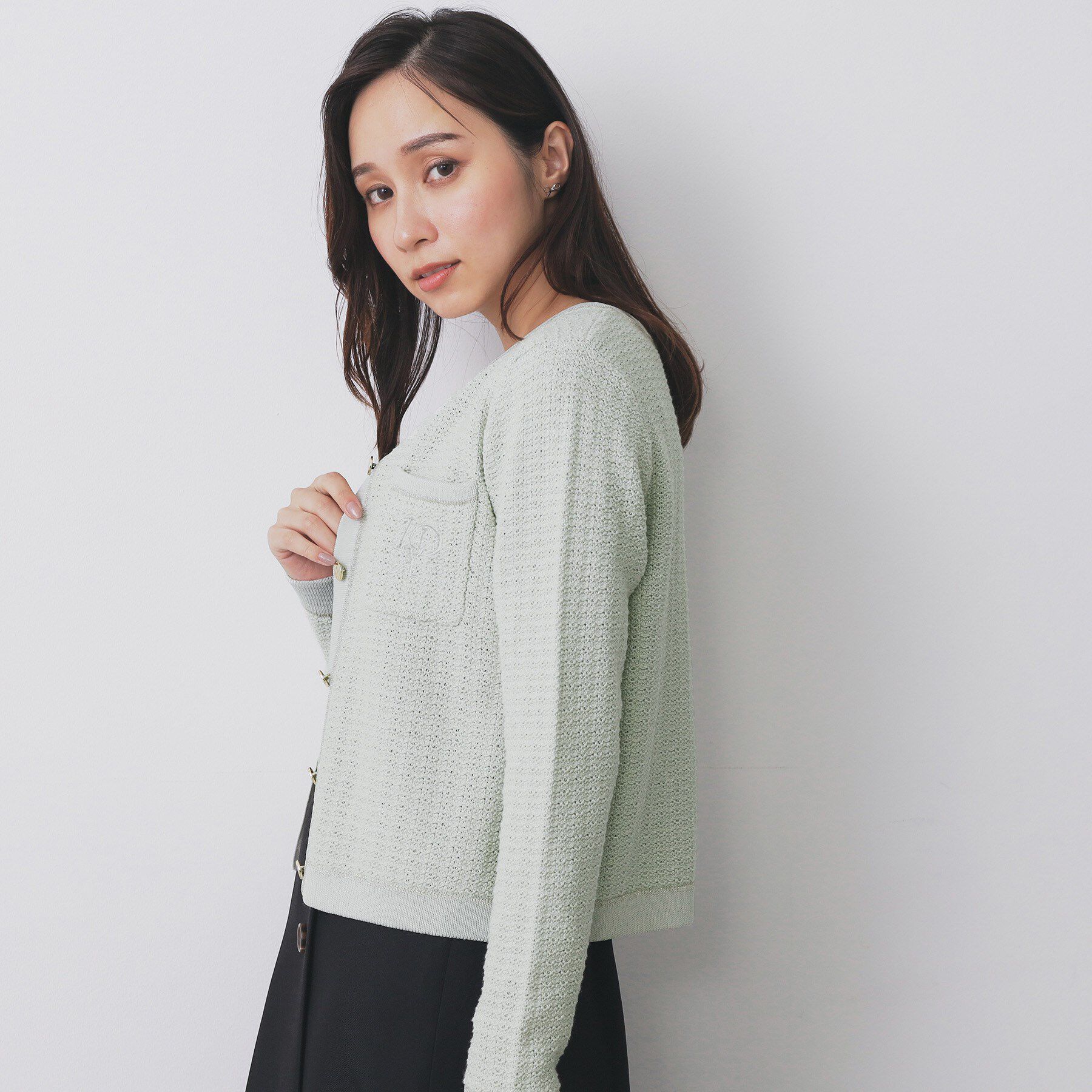 index「ロゴ刺繍クルーカーディガン【洗濯機洗い可】」|カーディガン|