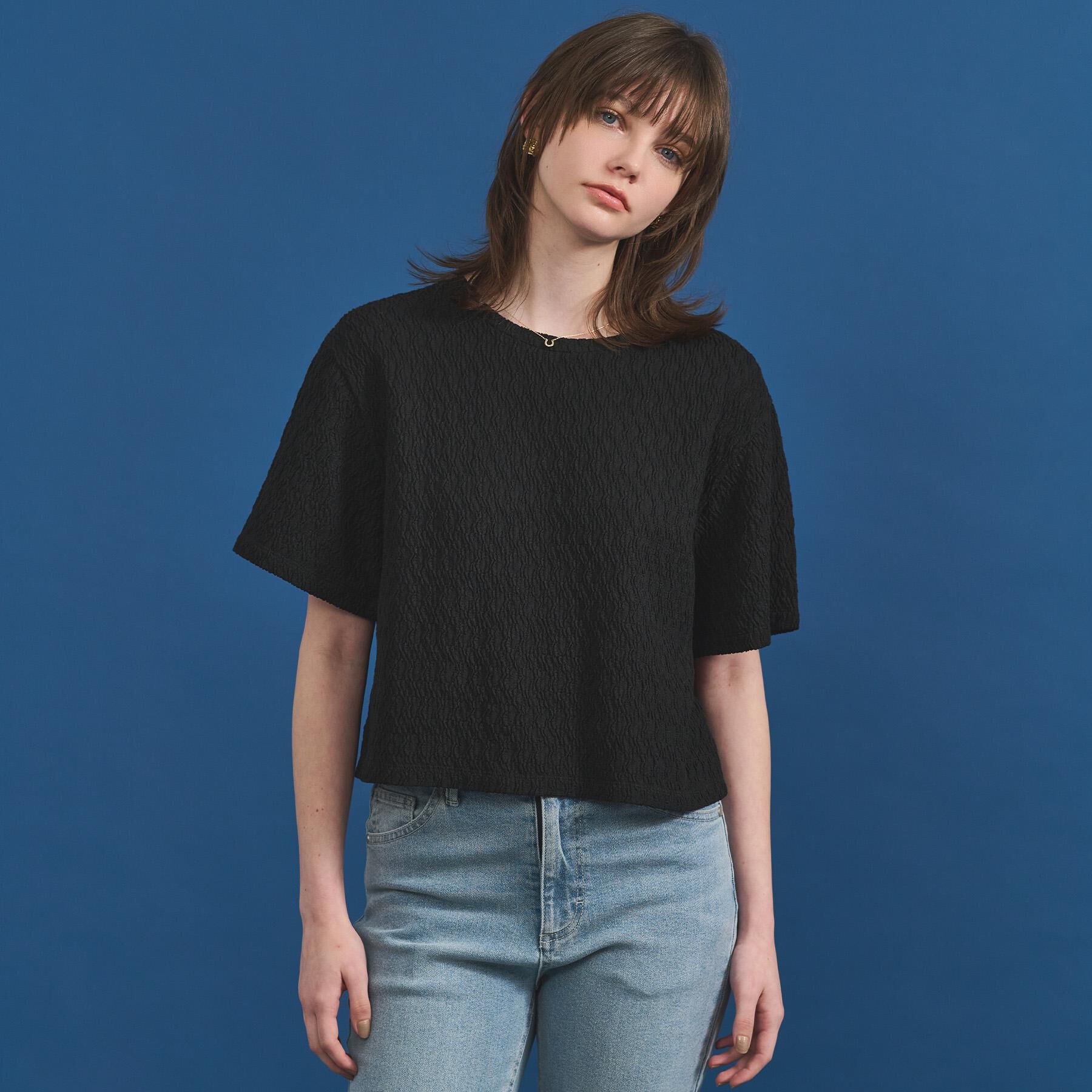 OPAQUE.CLIP「ふくれジャカードトップス【洗濯機洗い可】」|Tシャツ・カットソー|