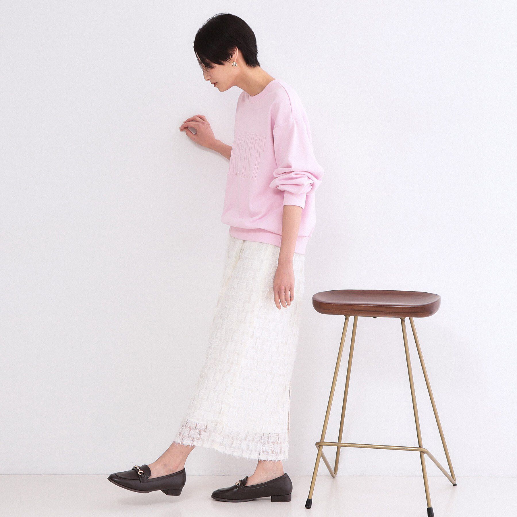 OPAQUE.CLIP「ロゴ刺繍裏毛トップス【洗濯機OK】」|Tシャツ・カットソー|