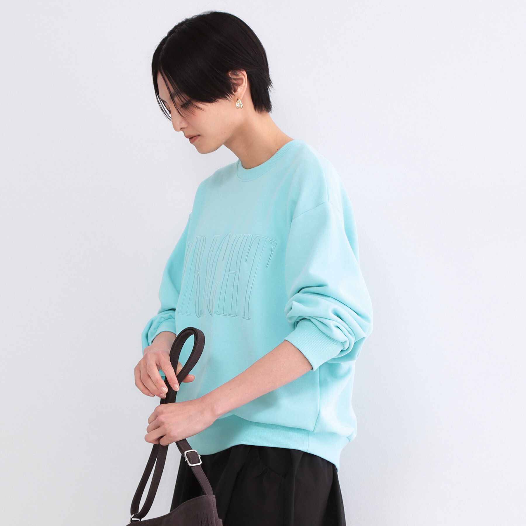 OPAQUE.CLIP「ロゴ刺繍裏毛トップス【洗濯機OK】」|Tシャツ・カットソー|