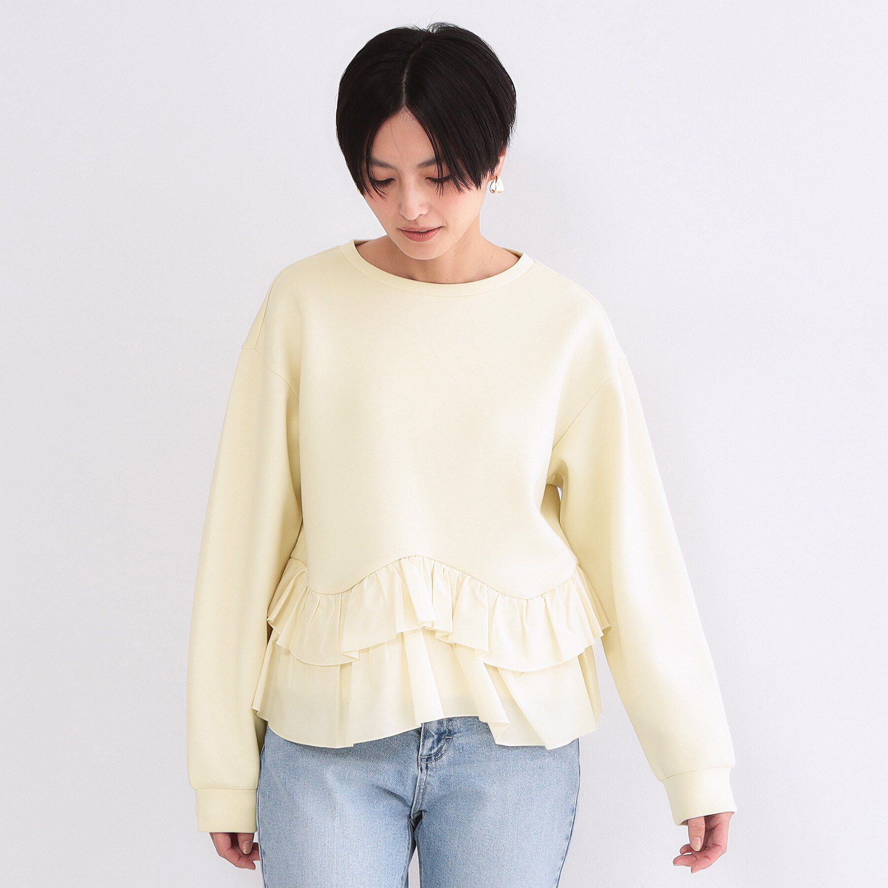 OPAQUE.CLIP「裾フリルドッキングトップス【洗濯機OK】」|Tシャツ・カットソー|