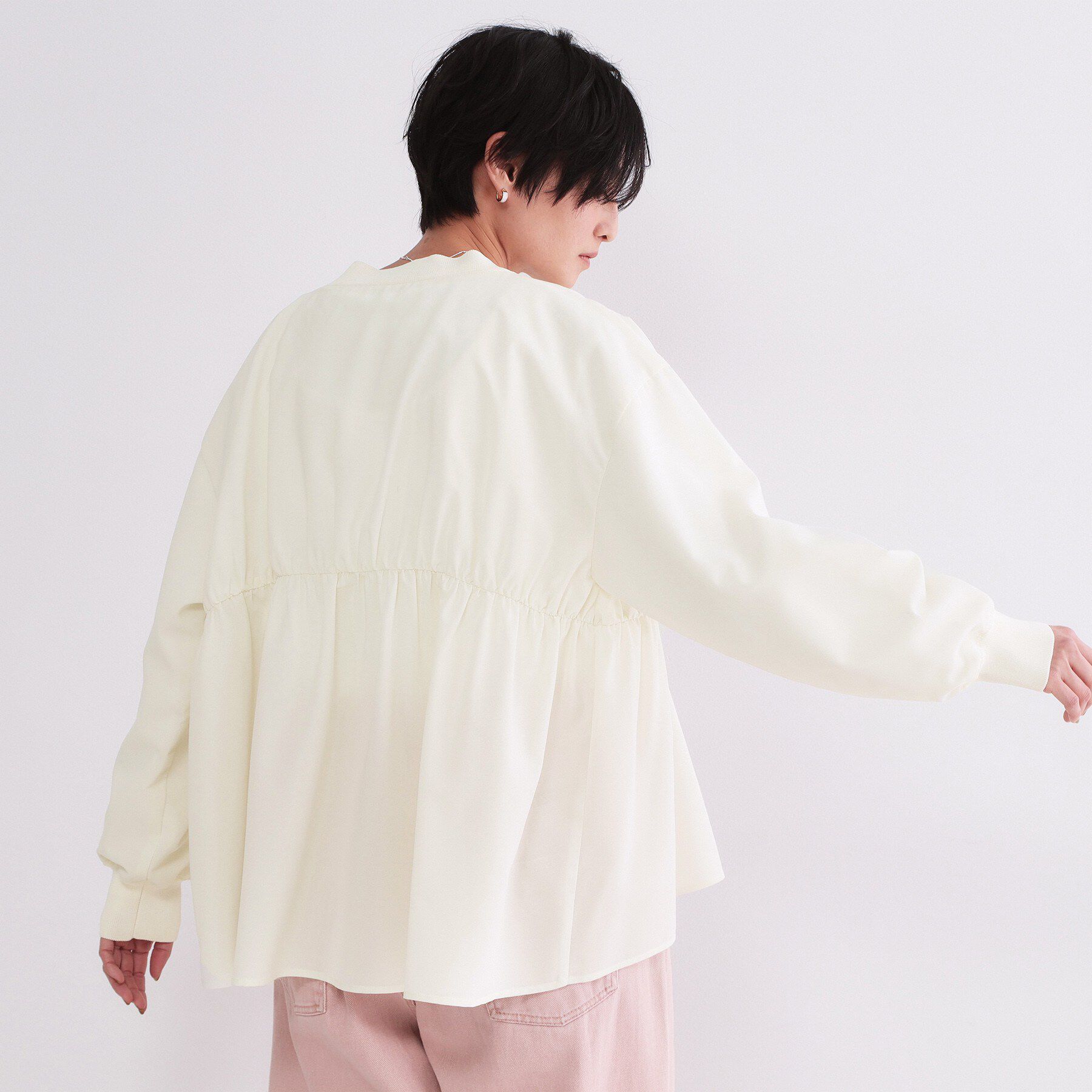 OPAQUE.CLIP「ブラウス風Vネックカーディガン【洗濯機OK】」|カーディガン|