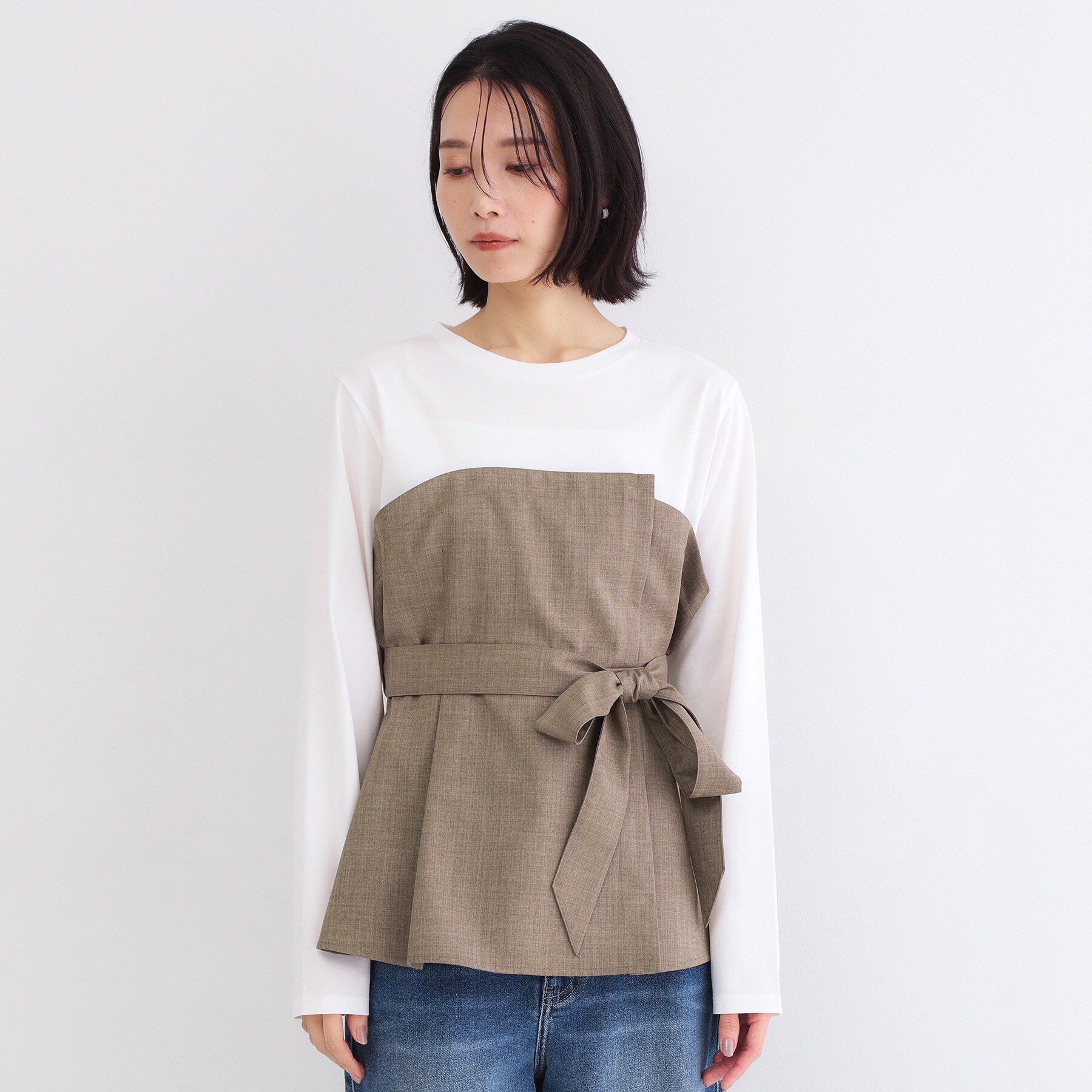 OPAQUE.CLIP「ビスチェドッキングカットソー【洗濯機OK】」|Tシャツ・カットソー|
