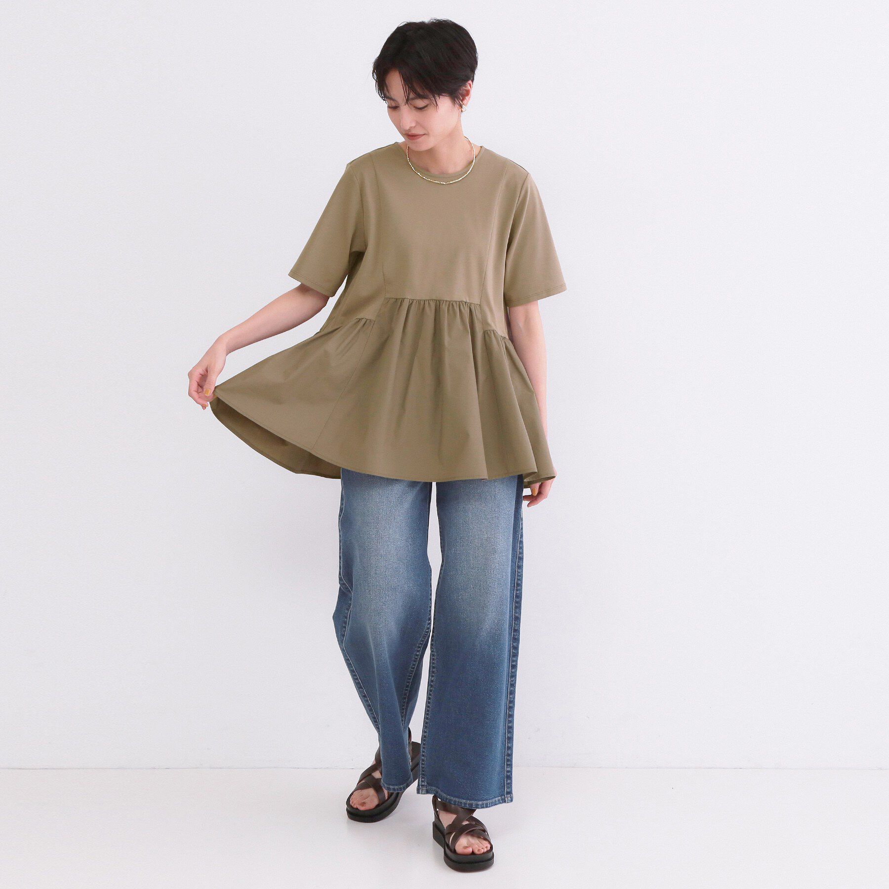 OPAQUE.CLIP「ペプラムドッキングカットソー【洗濯機OK】」|Tシャツ・カットソー|