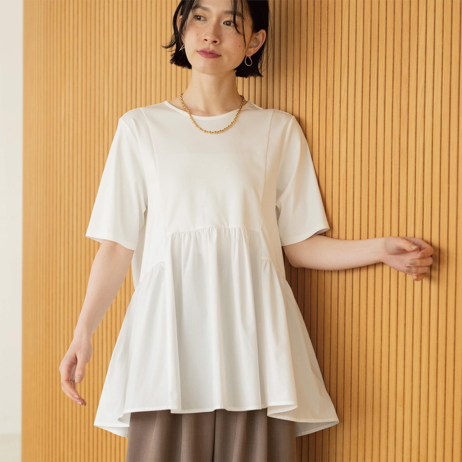 OPAQUE.CLIP「ペプラムドッキングカットソー【洗濯機OK】」|Tシャツ・カットソー|