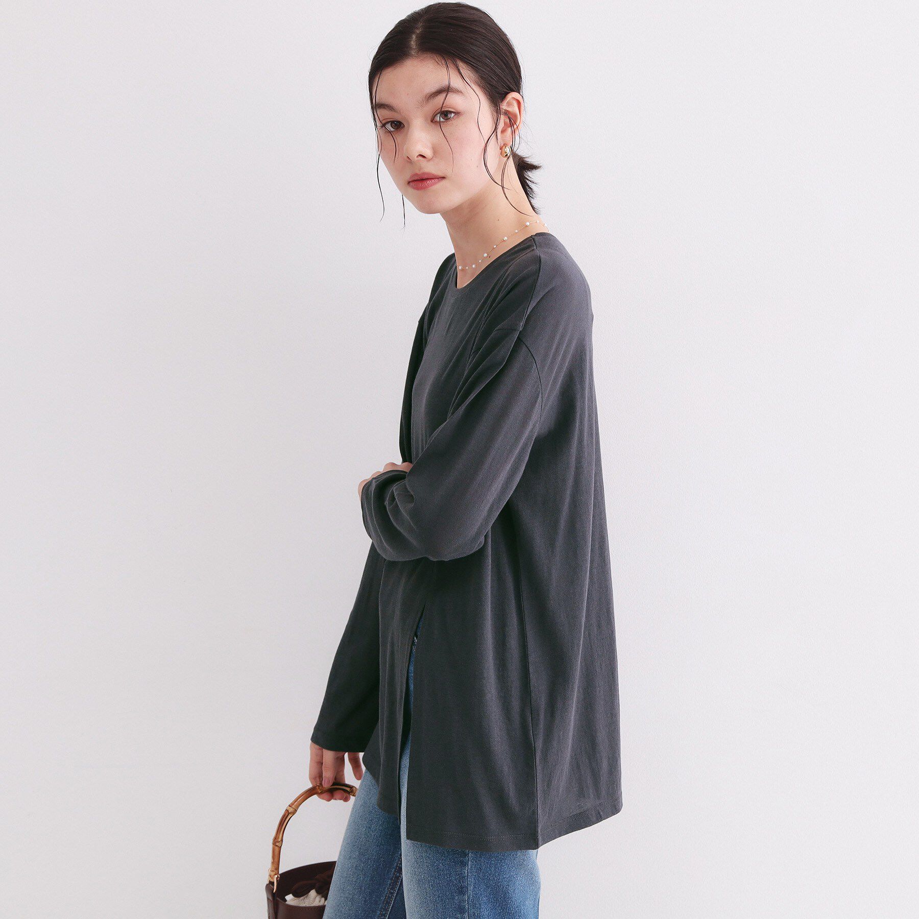 OPAQUE.CLIP「シアースリットカットソー【洗濯機OK】」|Tシャツ・カットソー|