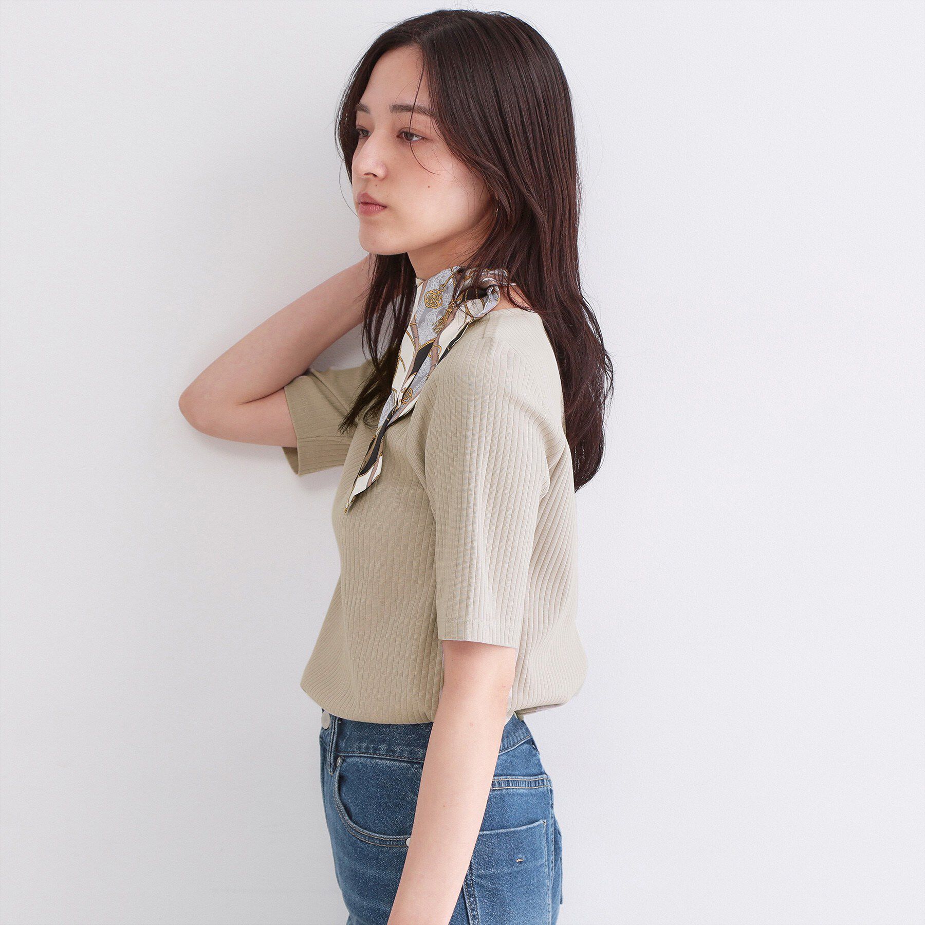 OPAQUE.CLIP「ベーシックリブボートネックカットソー【洗濯機OK】」|Tシャツ・カットソー|
