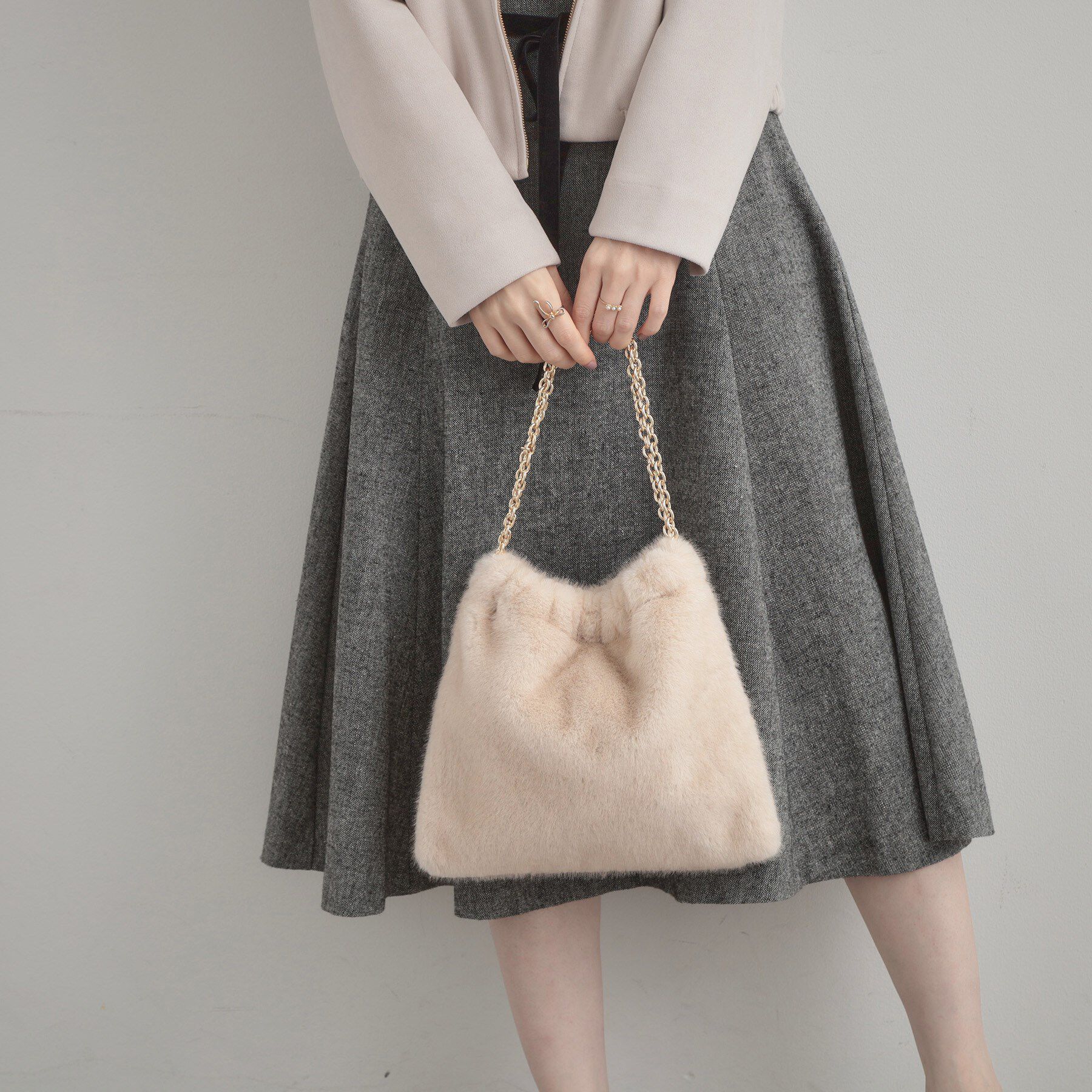 Couture broach「フェイクファーチェーンバッグ」|トートバッグ|