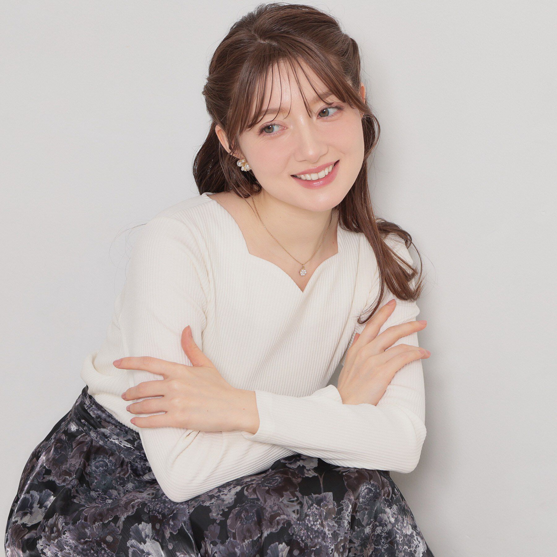 Couture broach「【洗える】ハートネック テレコプルオーバー」|Tシャツ・カットソー|