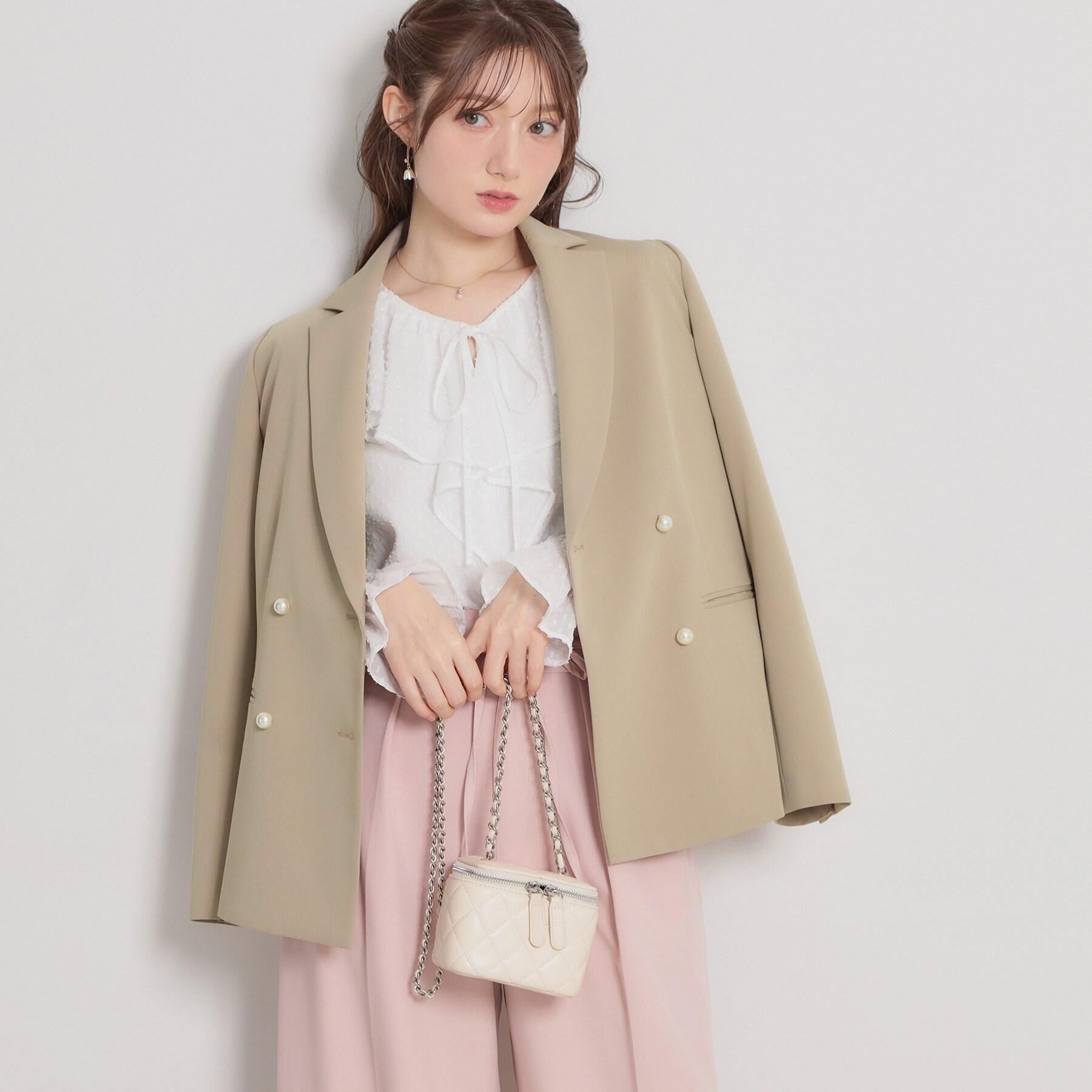 Couture broach「【洗える・通勤】パール調ボタン テーラードジャケット」|テーラードジャケット|