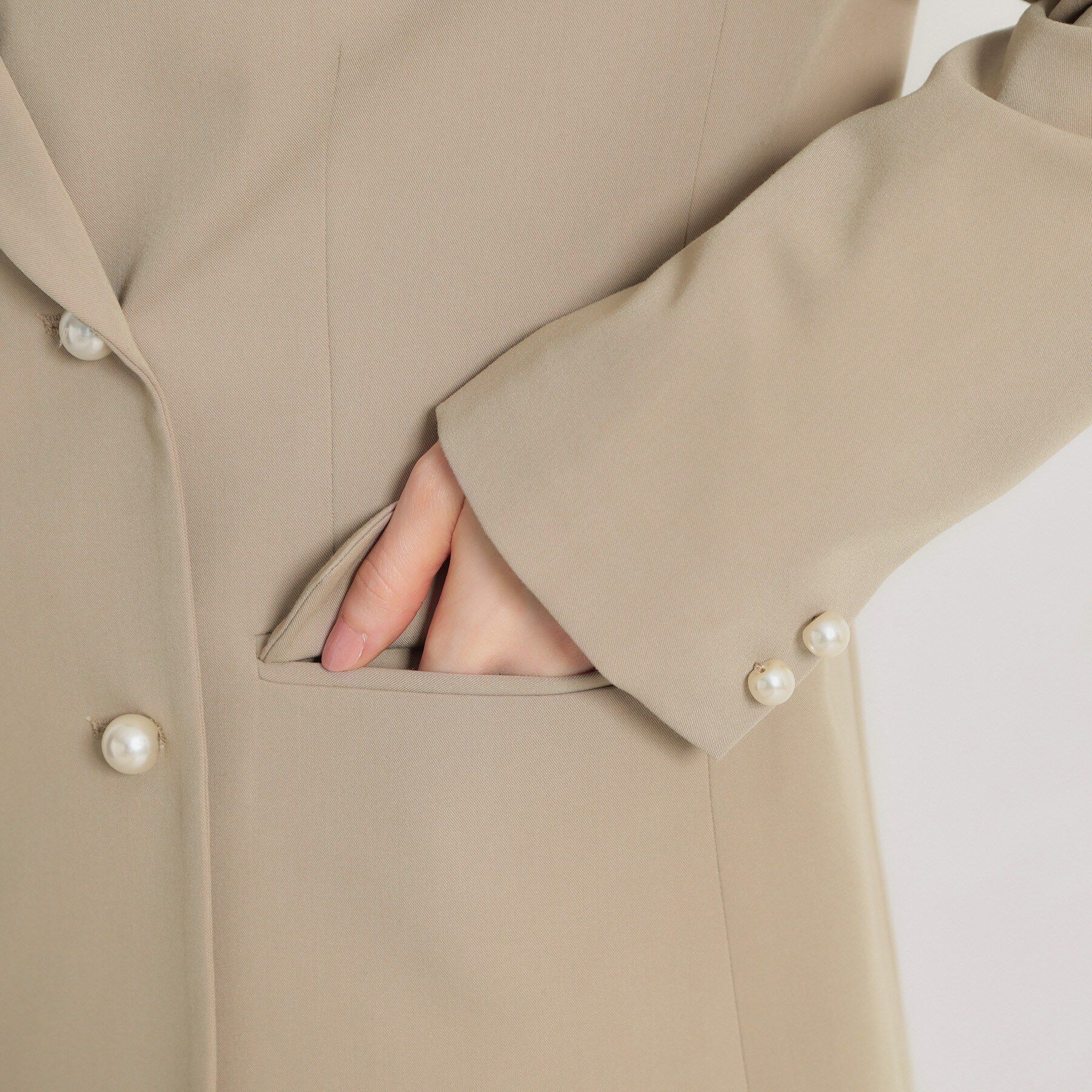 Couture broach「【洗える・通勤】パール調ボタン テーラードジャケット」|テーラードジャケット|