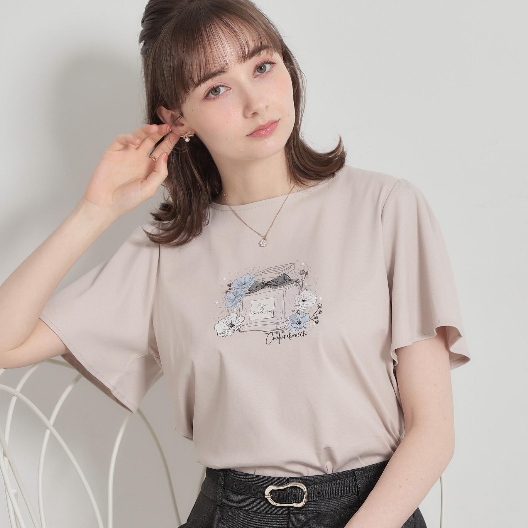 Couture broach「【接触冷感・UVカット】パフュームプリントTシャツ」|Tシャツ・カットソー|