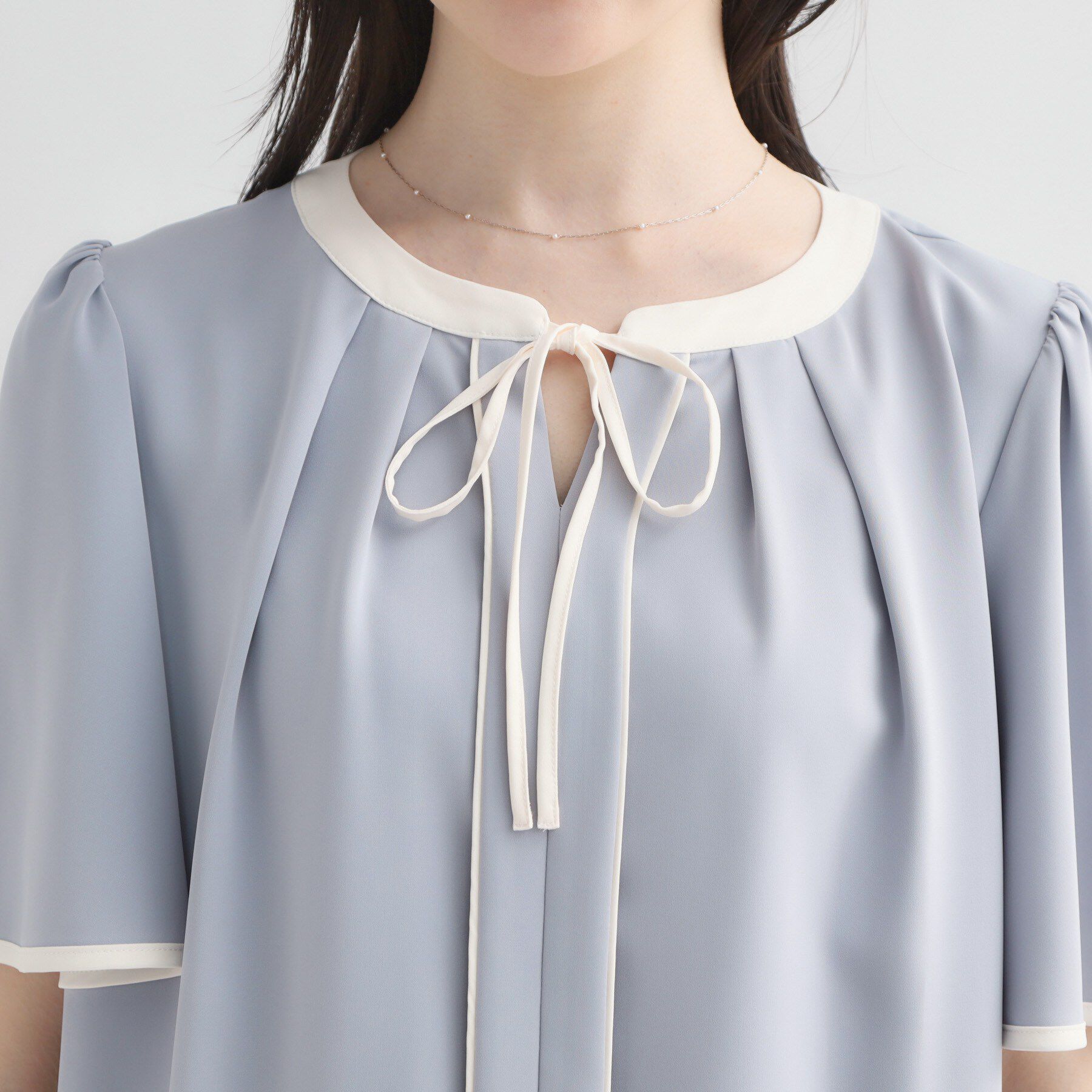 Couture broach「【洗濯機可】配色パイピング ブラウス」|シャツ・ブラウス|