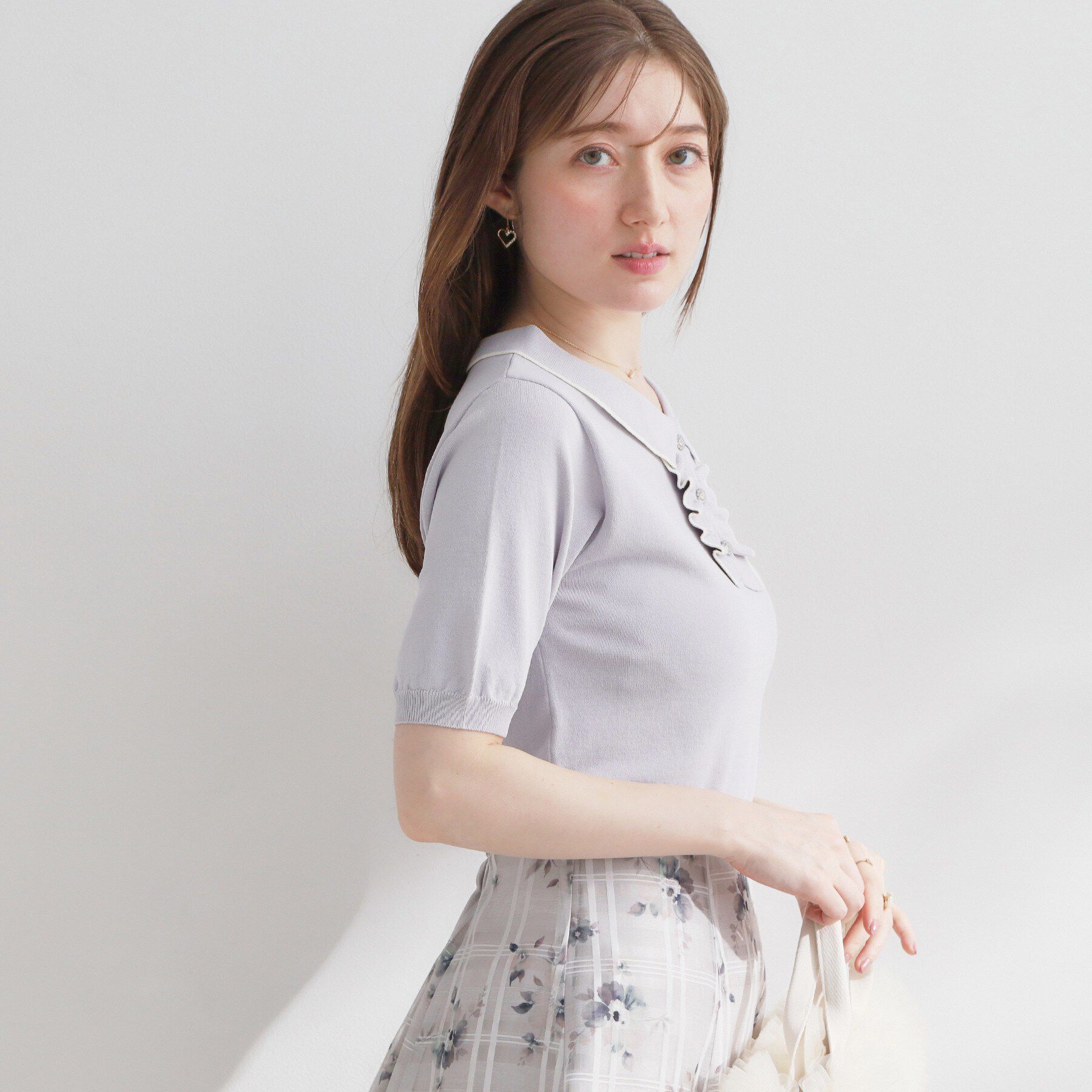 Couture broach「【洗える】フリル ポロ衿ニット」|ニット・セーター|