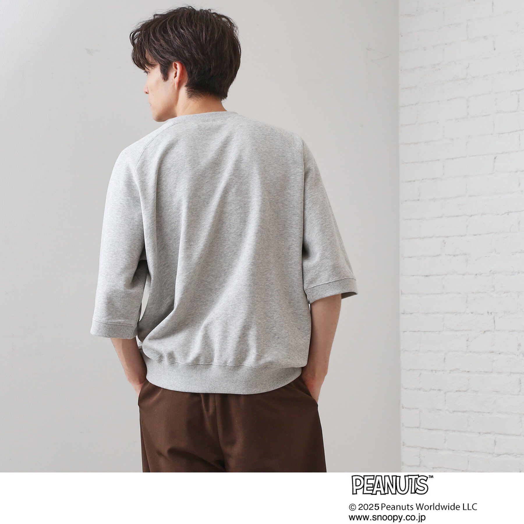 THE SHOP TK「Peanuts スヌーピー 6分袖裏毛スウェット」|Tシャツ・カットソー|