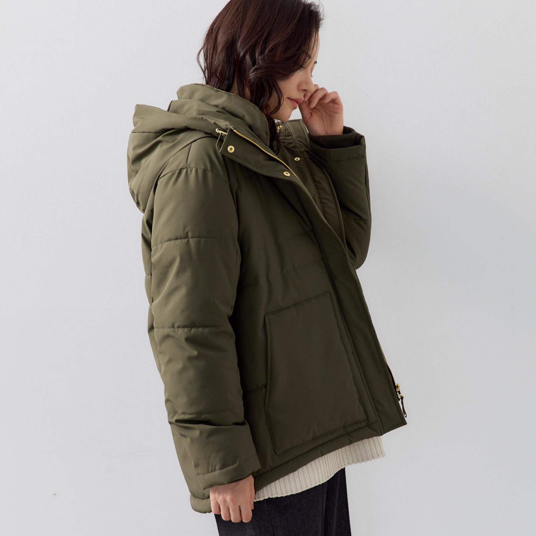 THE SHOP TK「【すっきり見えシルエット】上品ふわもこ中綿ブルゾン」|ダウン|
